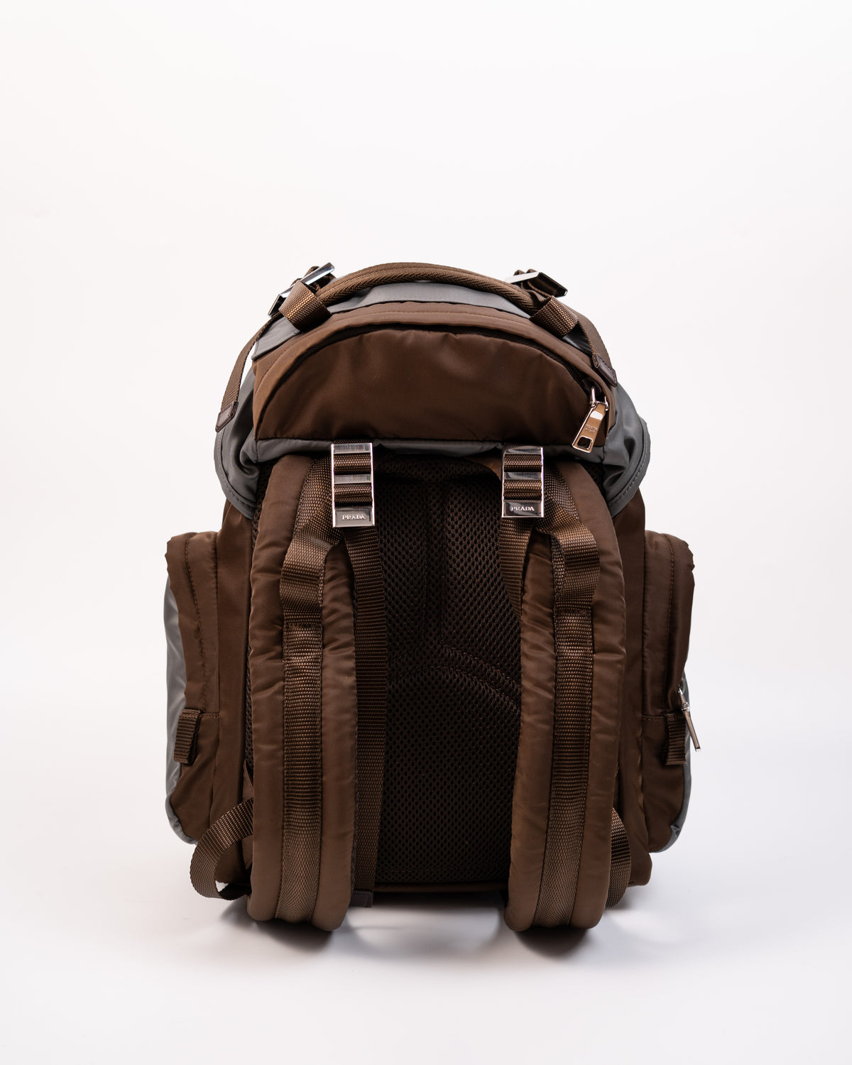 Prada Zaino Re-Nylon e Pelle Bruciato e Grigio Ceruleo usato autentico certificato - Aurea Luxury Lab