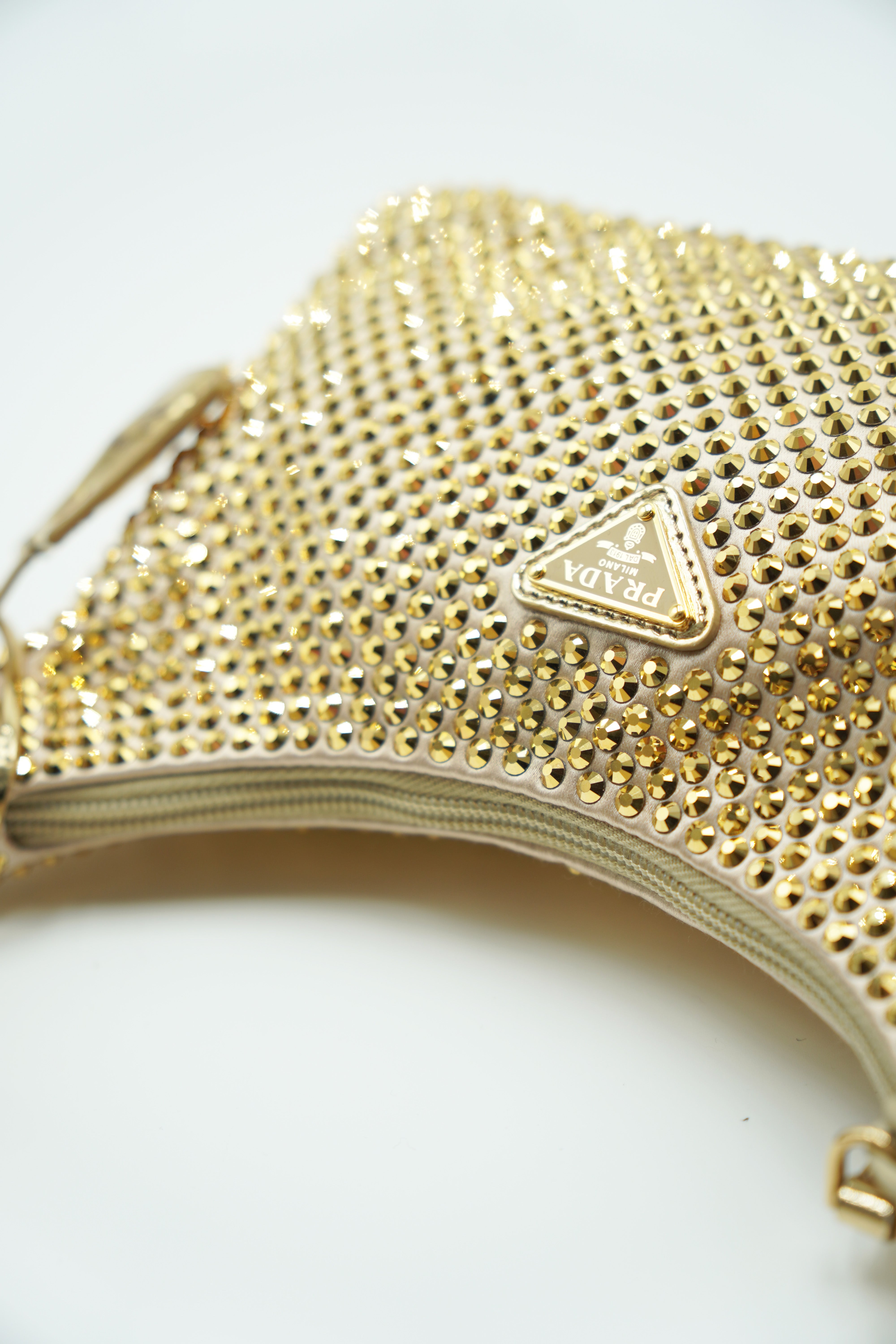 Prada Re-Edition Crystal mini bag with gold crystals