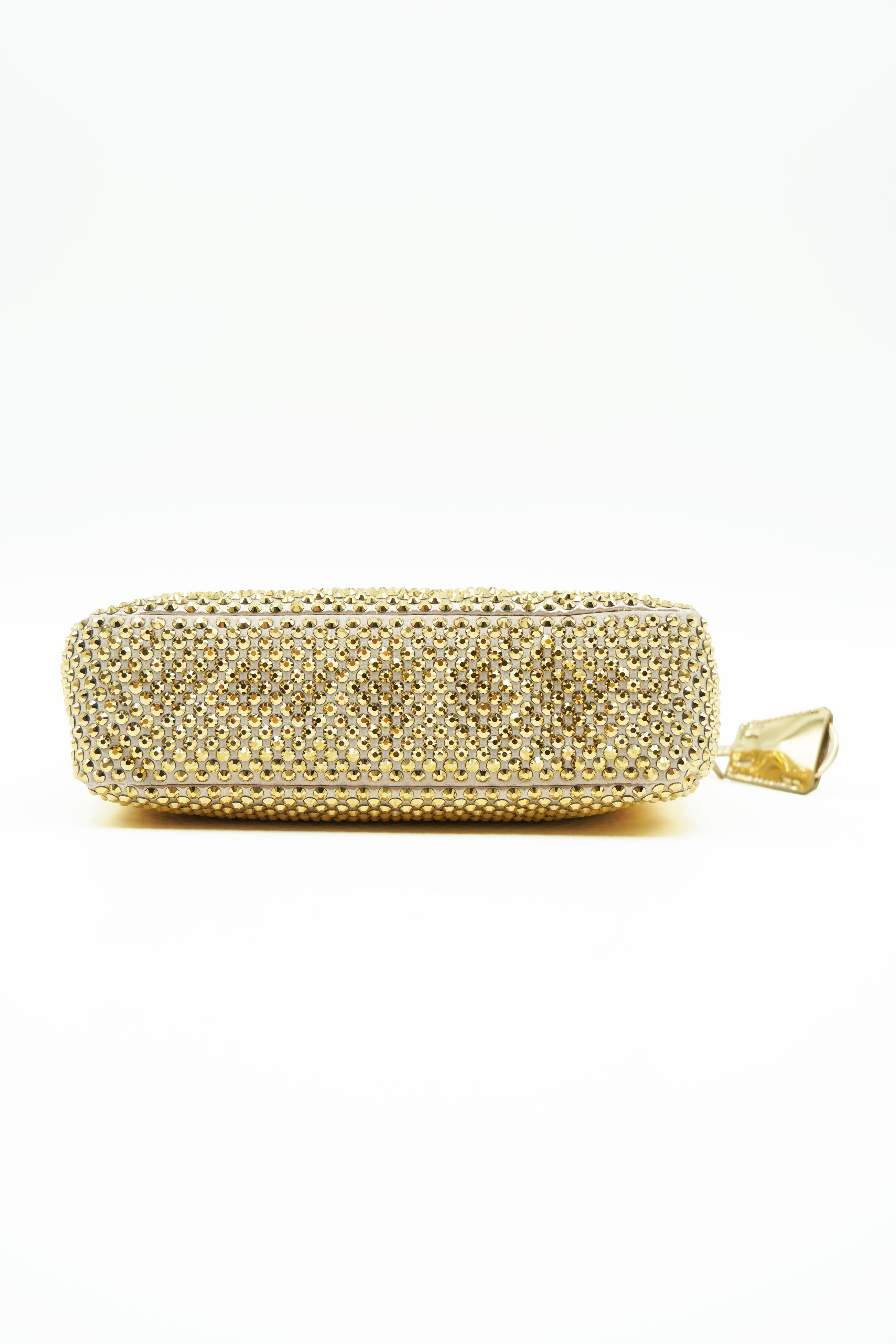 Prada Re-Edition Crystal mini bag with gold crystals