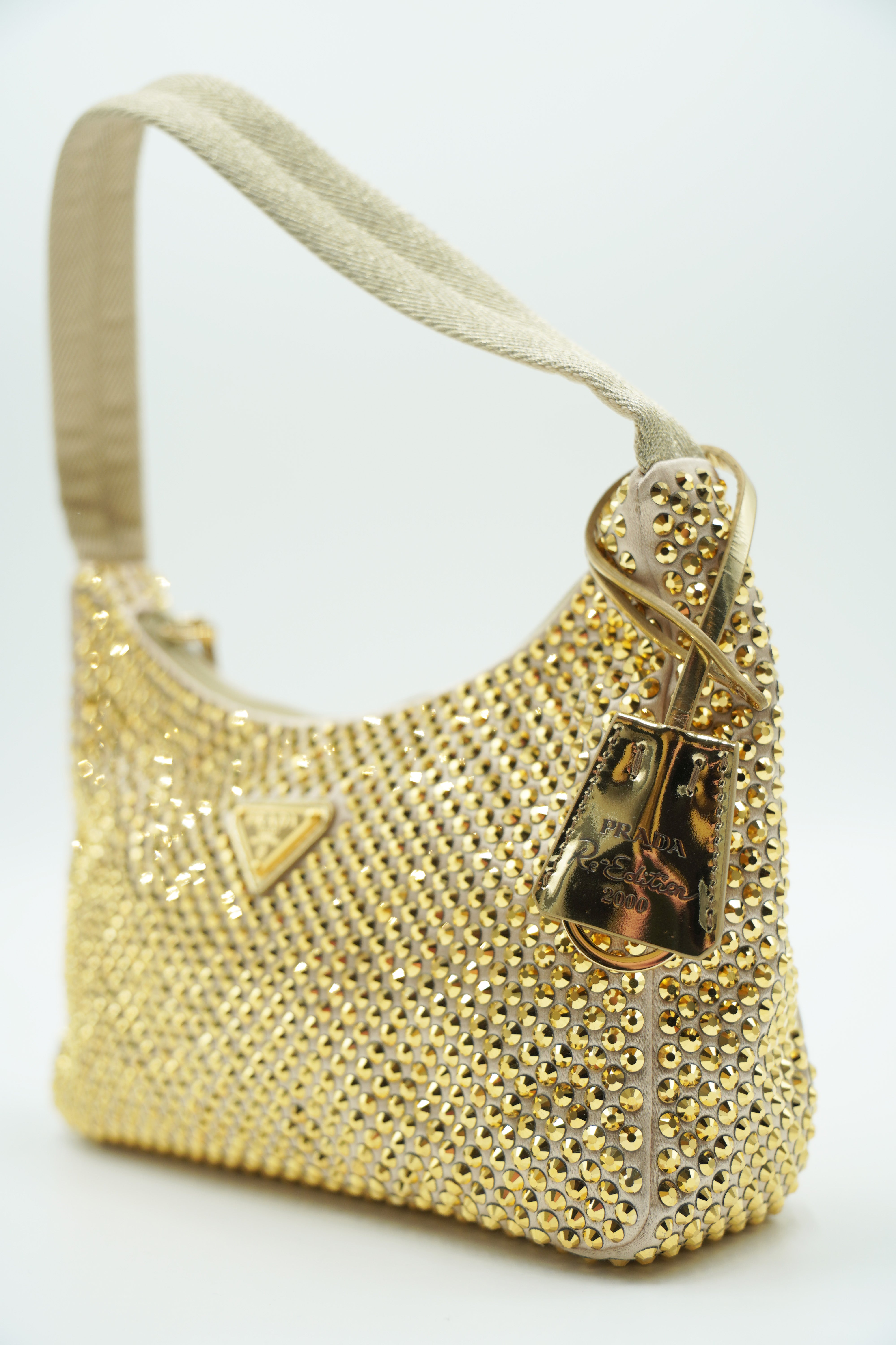 Prada Re-Edition Crystal mini bag with gold crystals