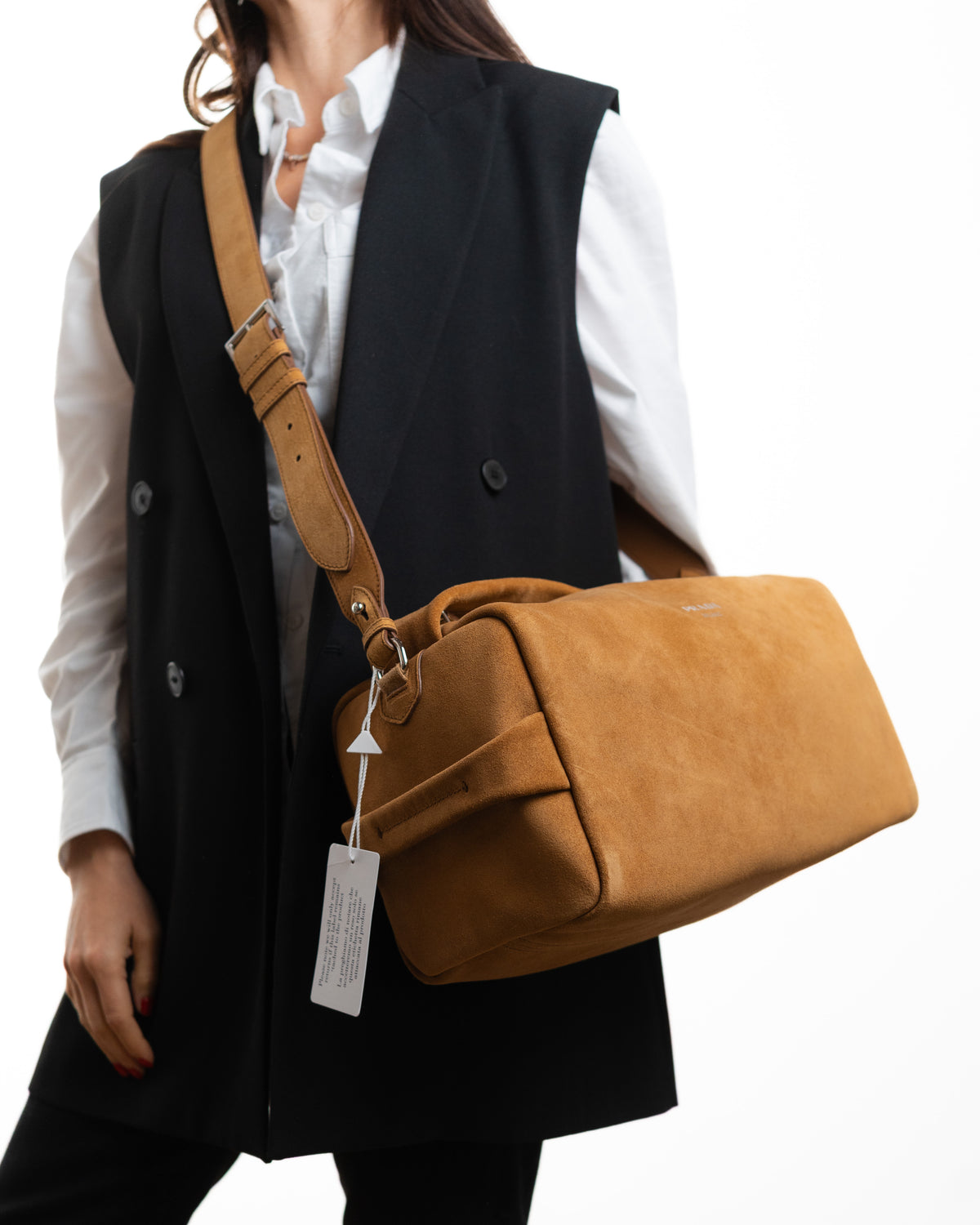 Prada Borsa Shoulder Bag Pelle Scamosciata Cannella usata autentica - Aurea Luxury Lab