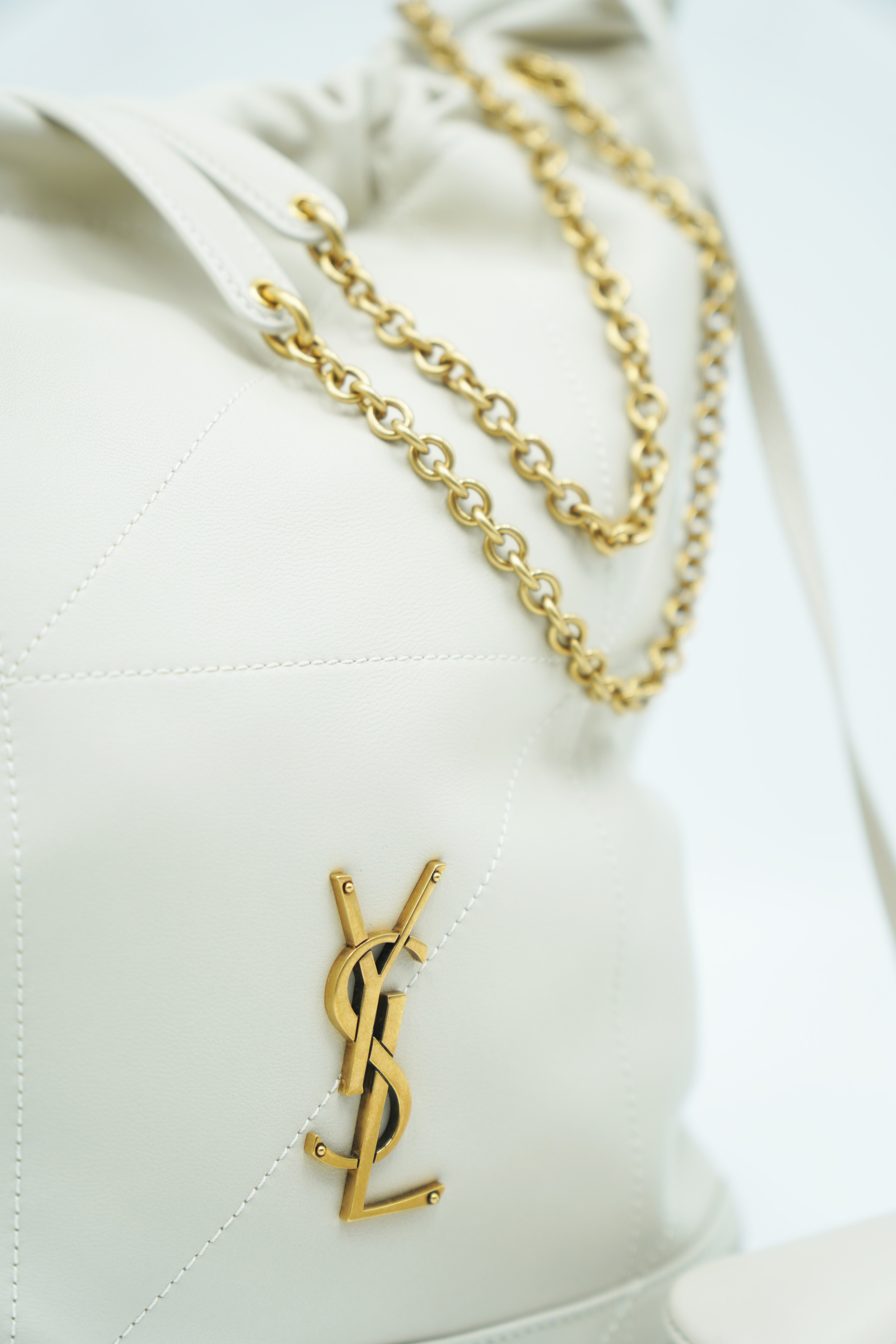 Saint Laurent Borsa Jamie Pochon Pelle Bianco usata autentica certificata - Aurea Luxury Lab