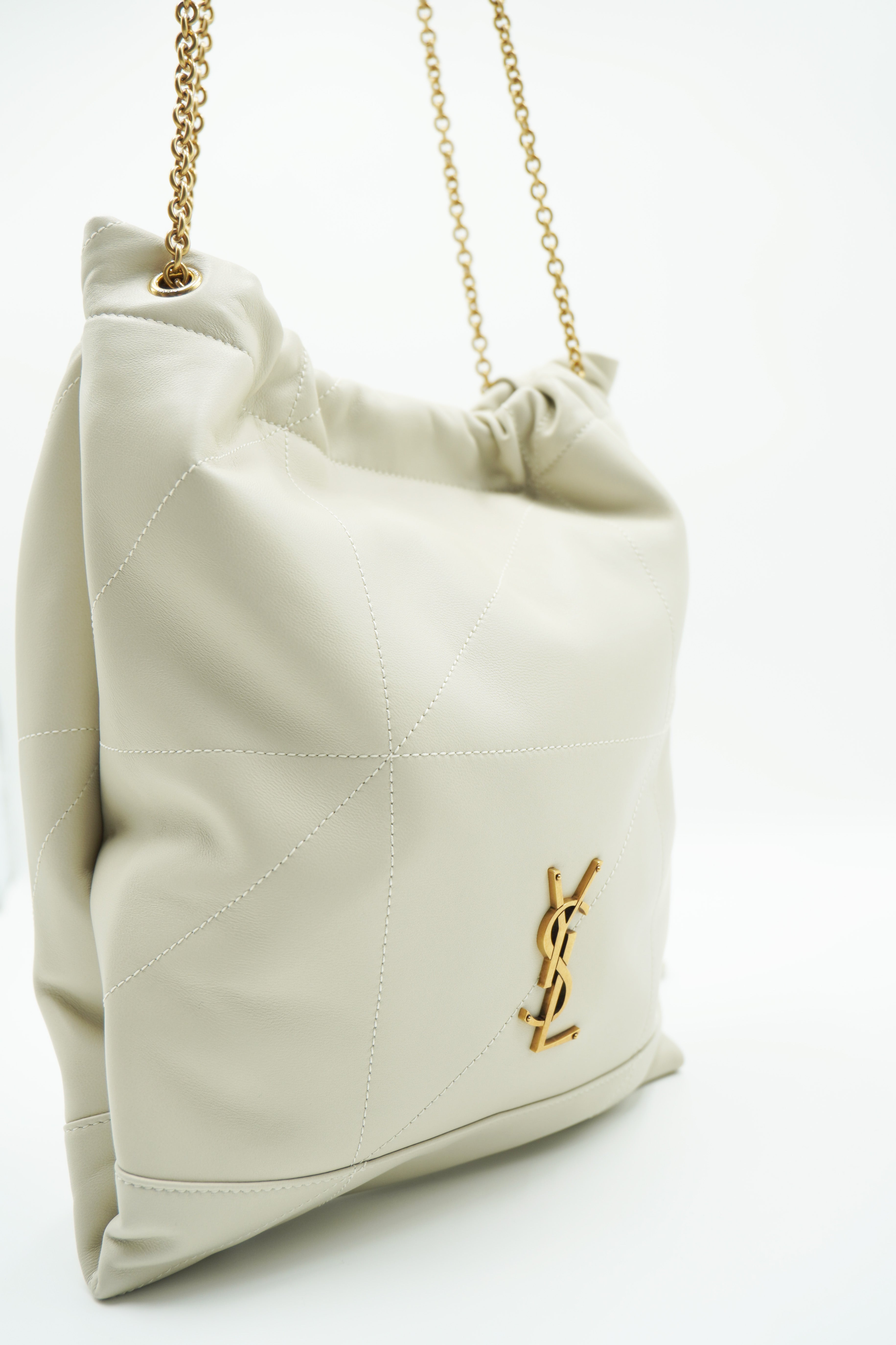 Saint Laurent Borsa Jamie Pochon Pelle Bianco usata come nuova certificata - Aurea Luxury Lab