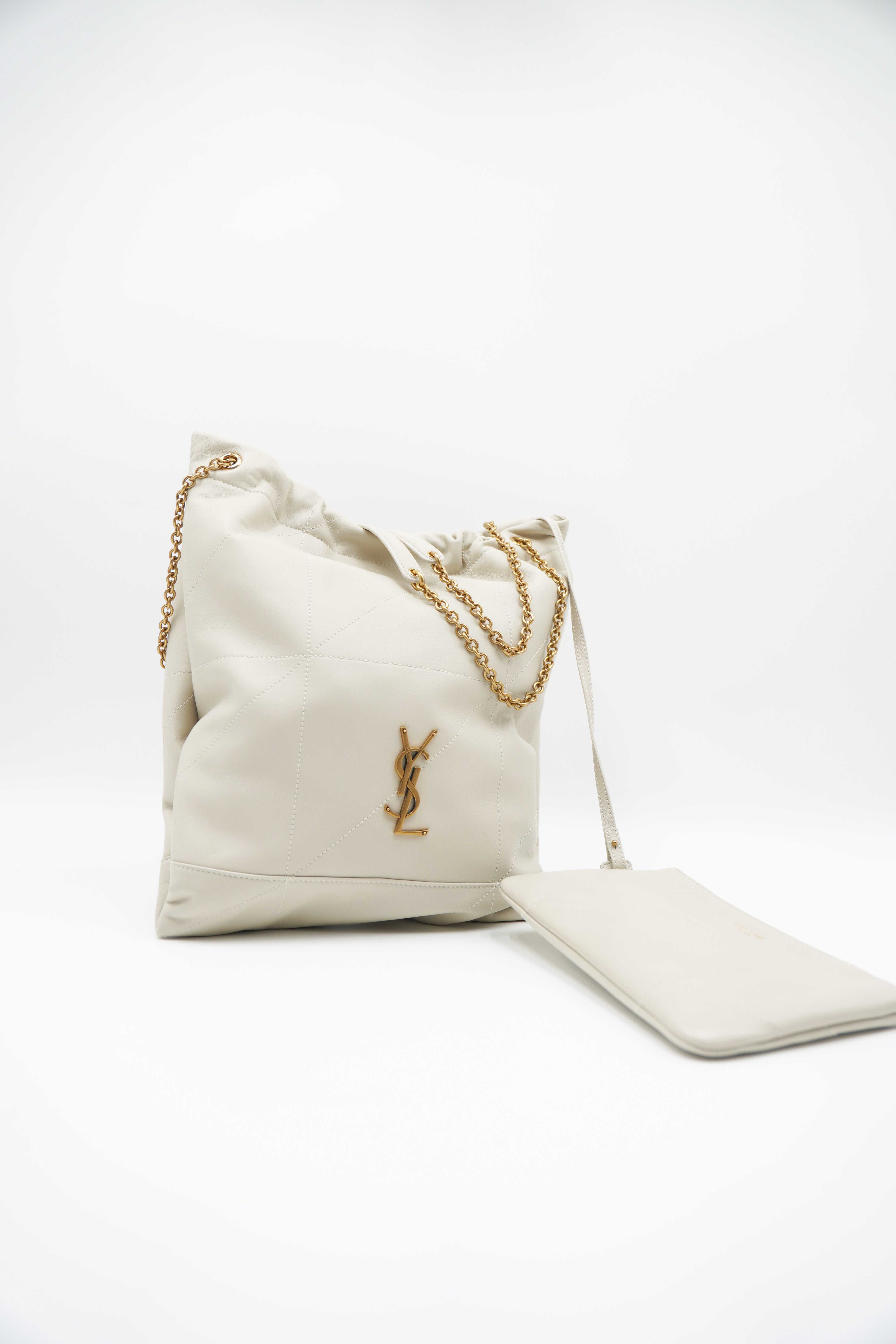 Saint Laurent Jamie Pouch Bag White Leather - Used Authentic