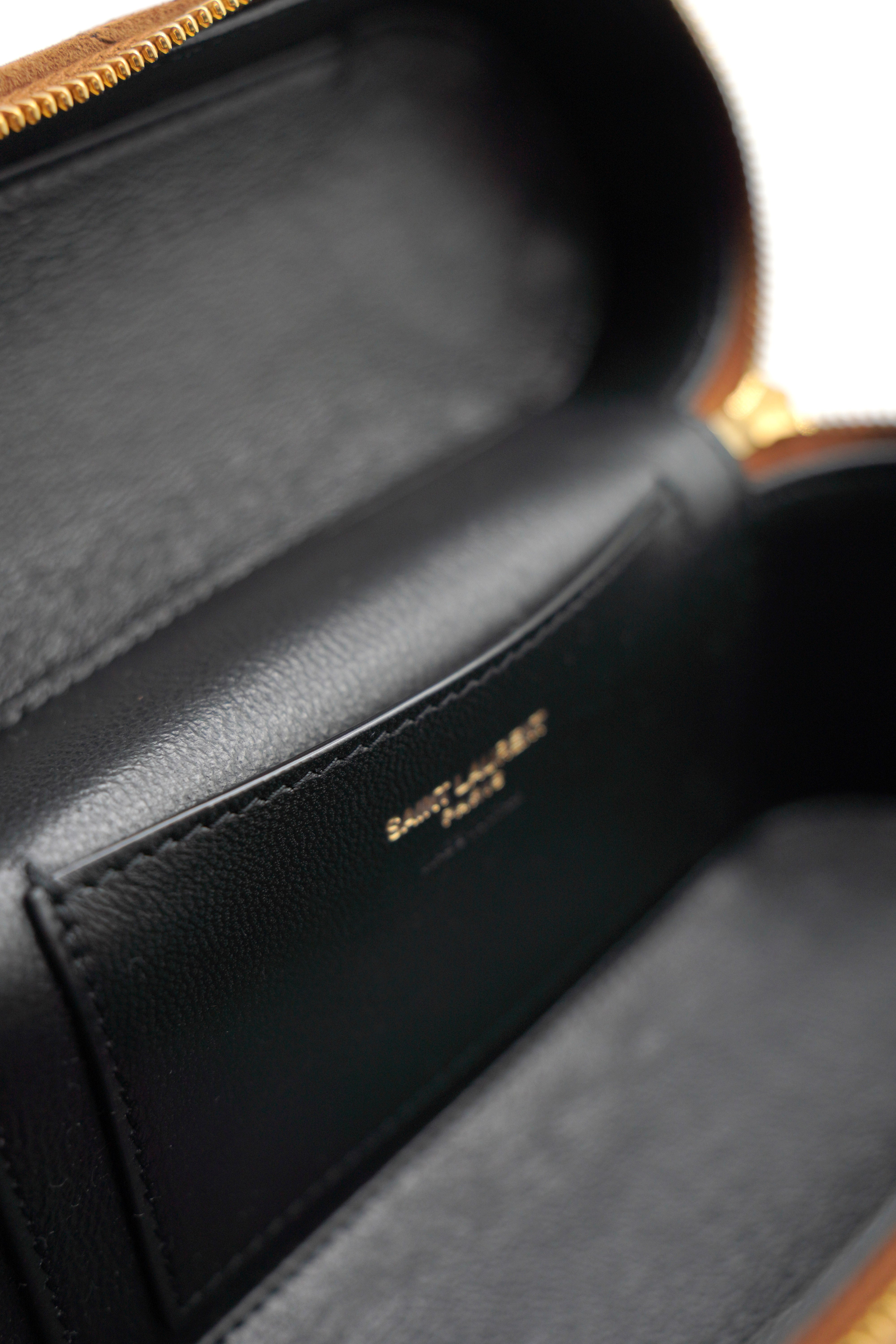 Saint Laurent Borsa Vanity Gaby In Suede Marrone - Usato Autentico