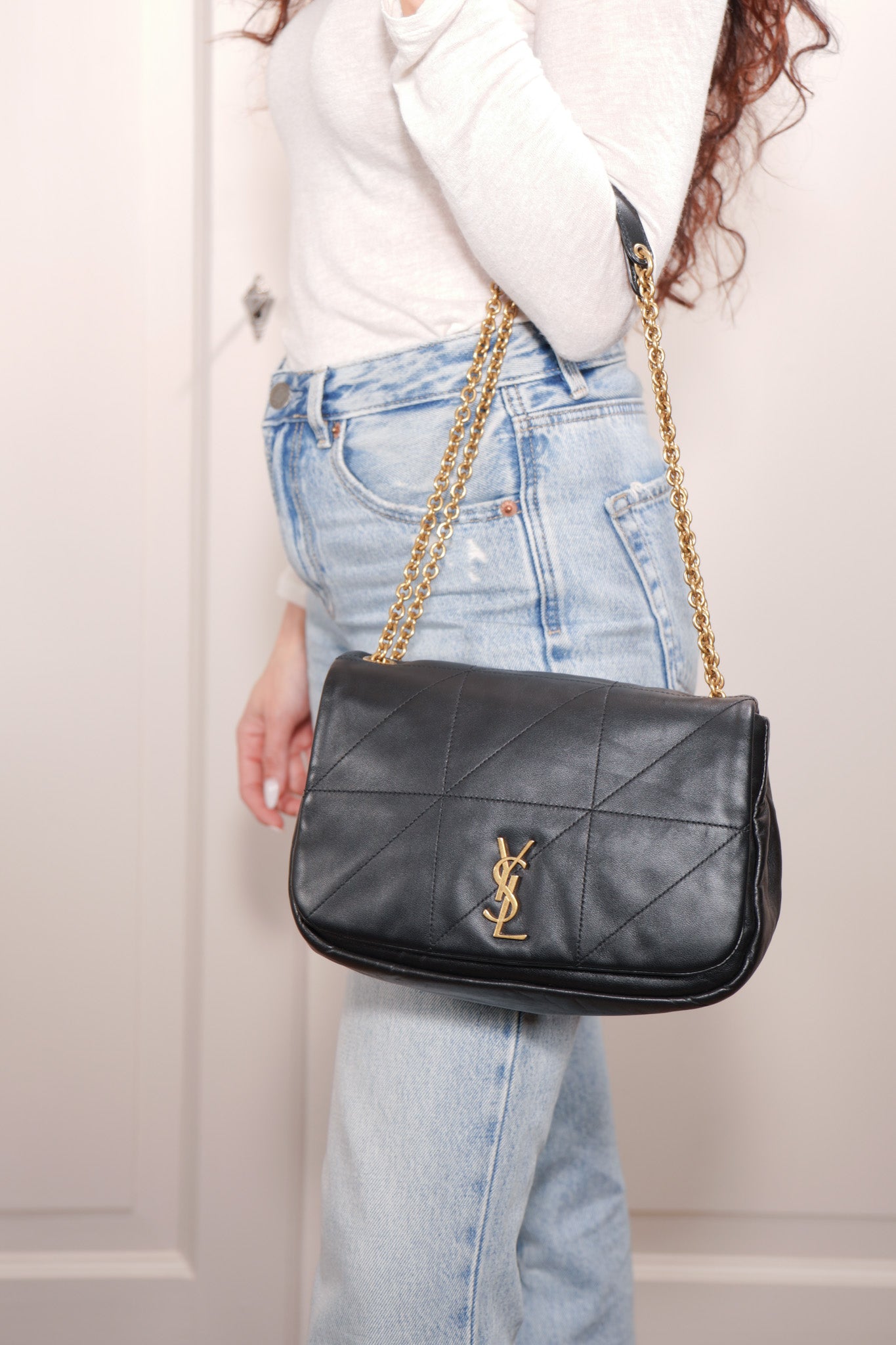 Saint Laurent Borsa  Tracolla Jamie 4.0 Pelle Agnello Nera luxury resale autentica - Aurea Luxury Lab