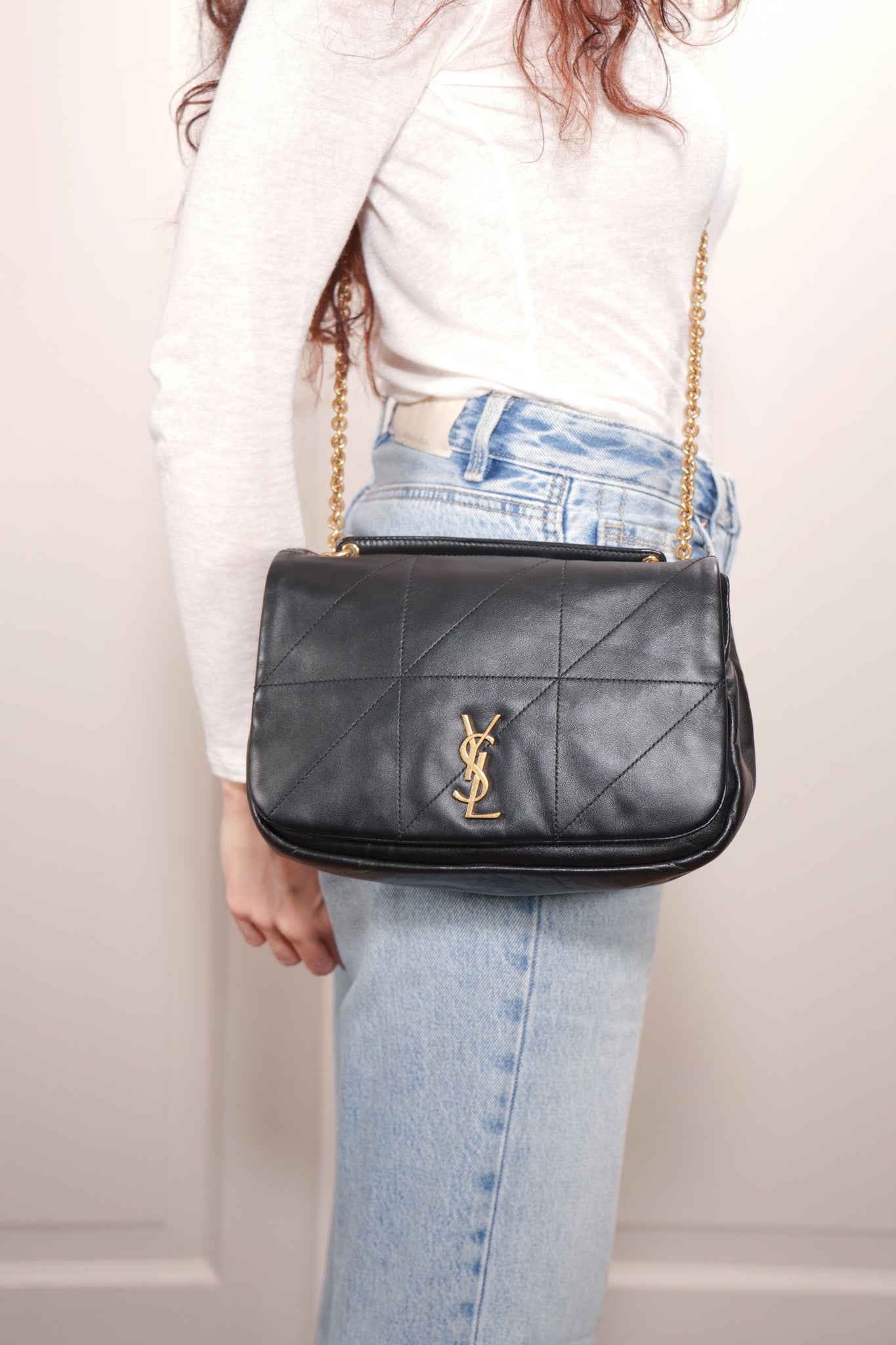 Saint Laurent Borsa  Tracolla Jamie 4.0 Pelle Agnello Nera luxury resale autentica - Aurea Luxury Lab