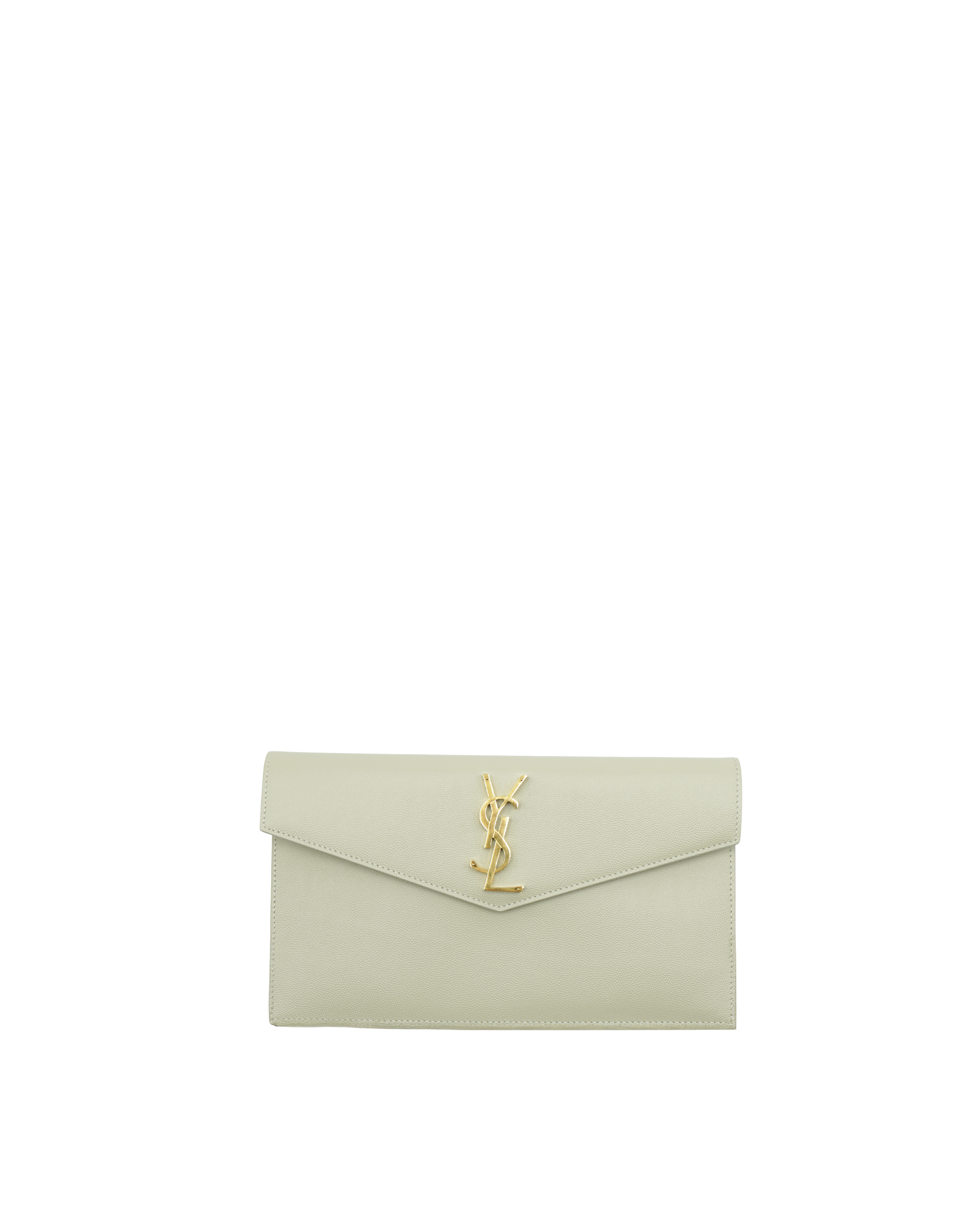 Saint Laurent Uptown Pochette Embossed Leather Milk
