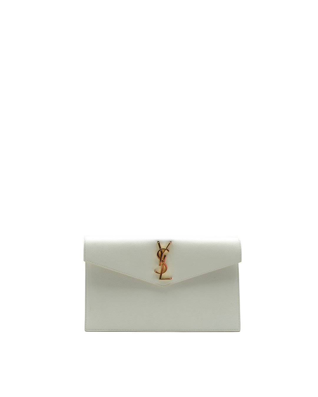 Saint Laurent Uptown Pochette de piel repujada color leche