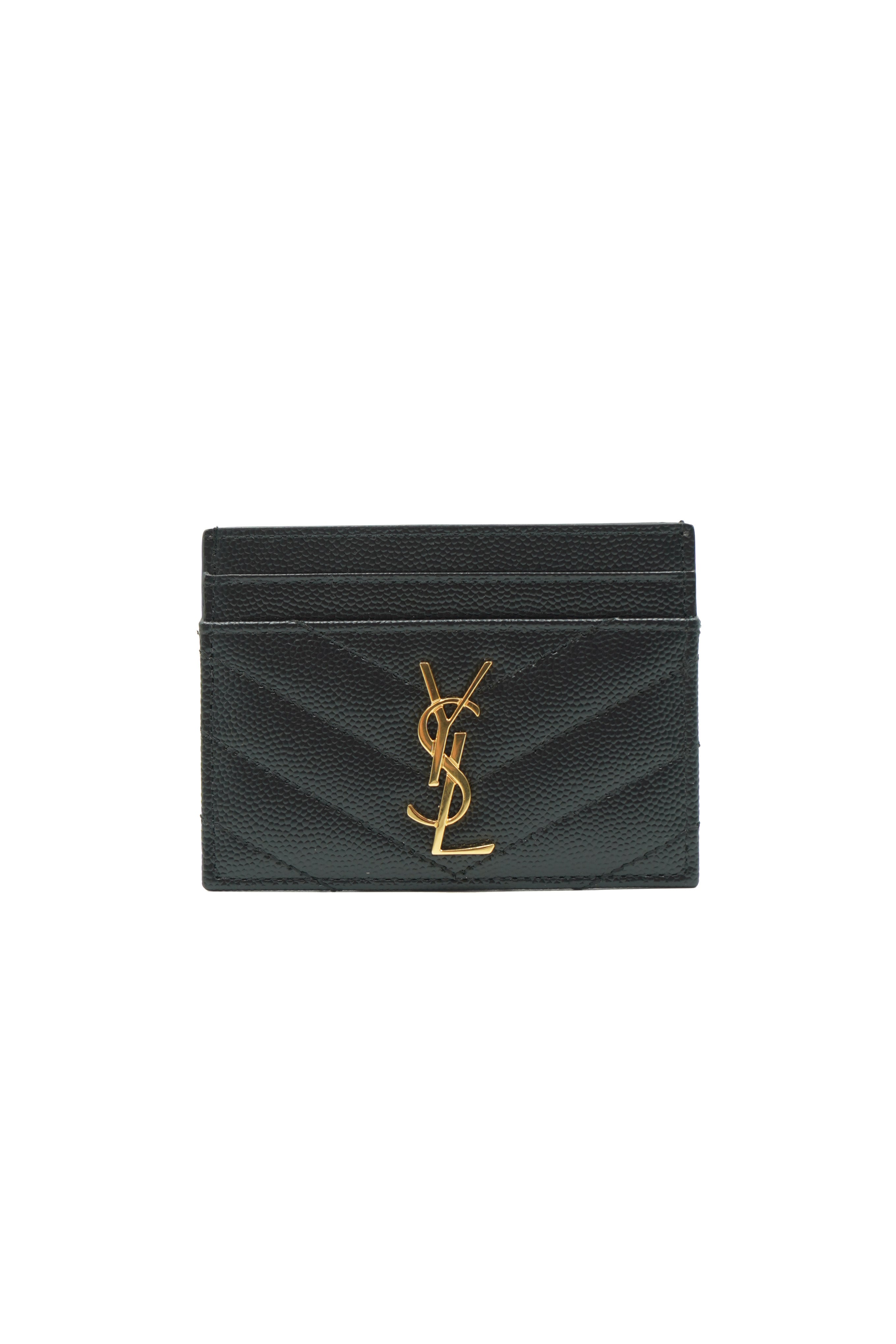 Tarjetero Saint Laurent Cassandre Matelassé de cuero negro