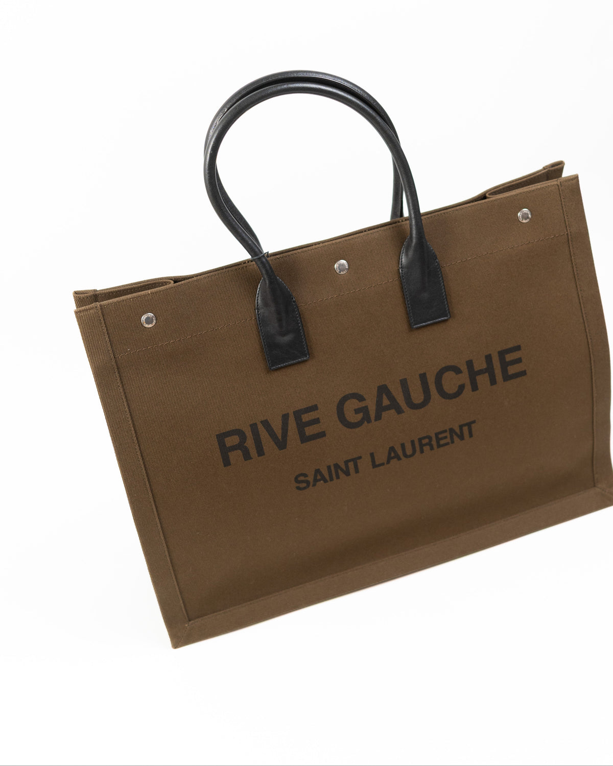 Saint Laurent Borsa Tote Rive Gauche Tela Marrone usata autentica - Aurea Luxury Lab