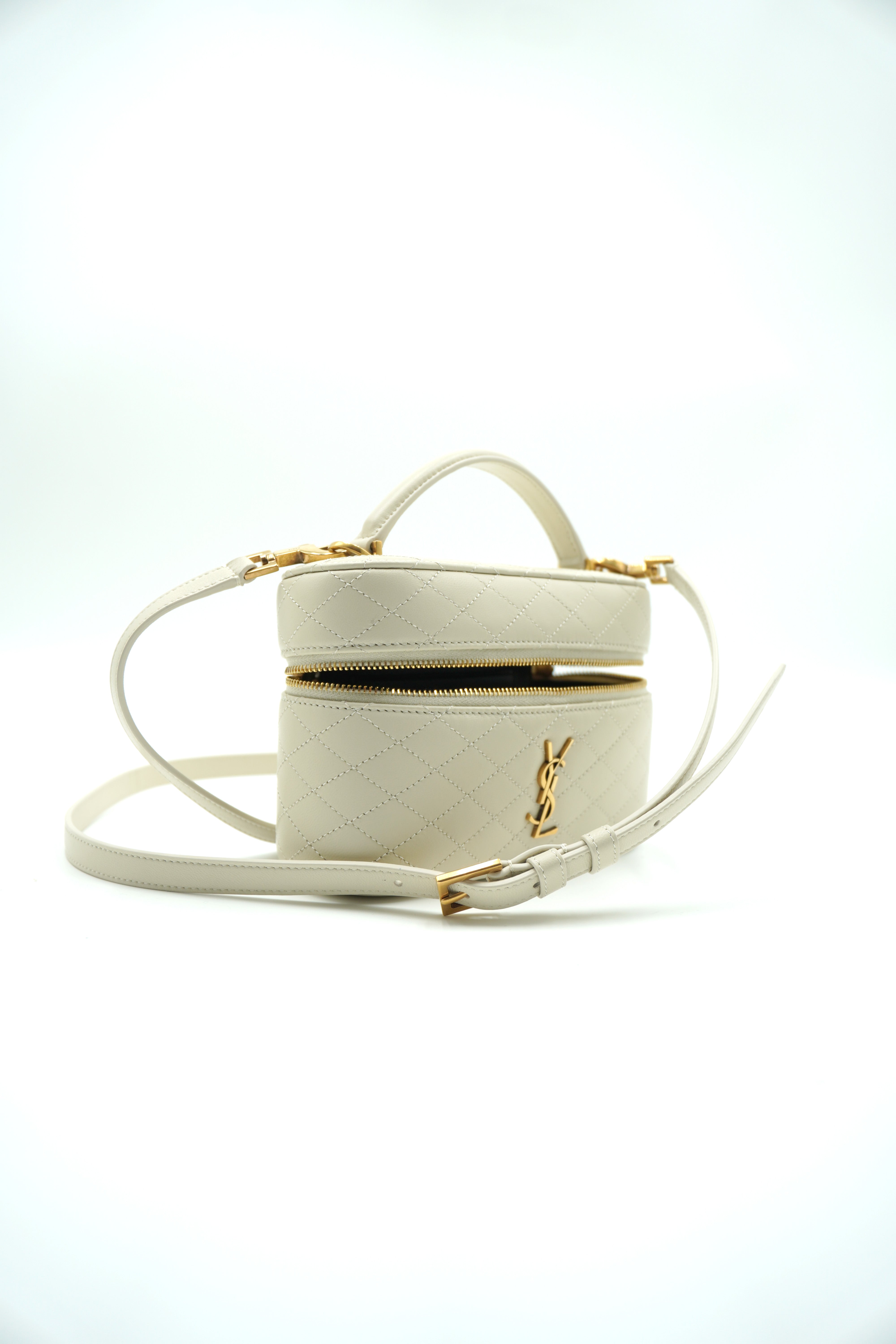 Saint Laurent Gaby Medium Vanity Bag White Leather - Used Authentic