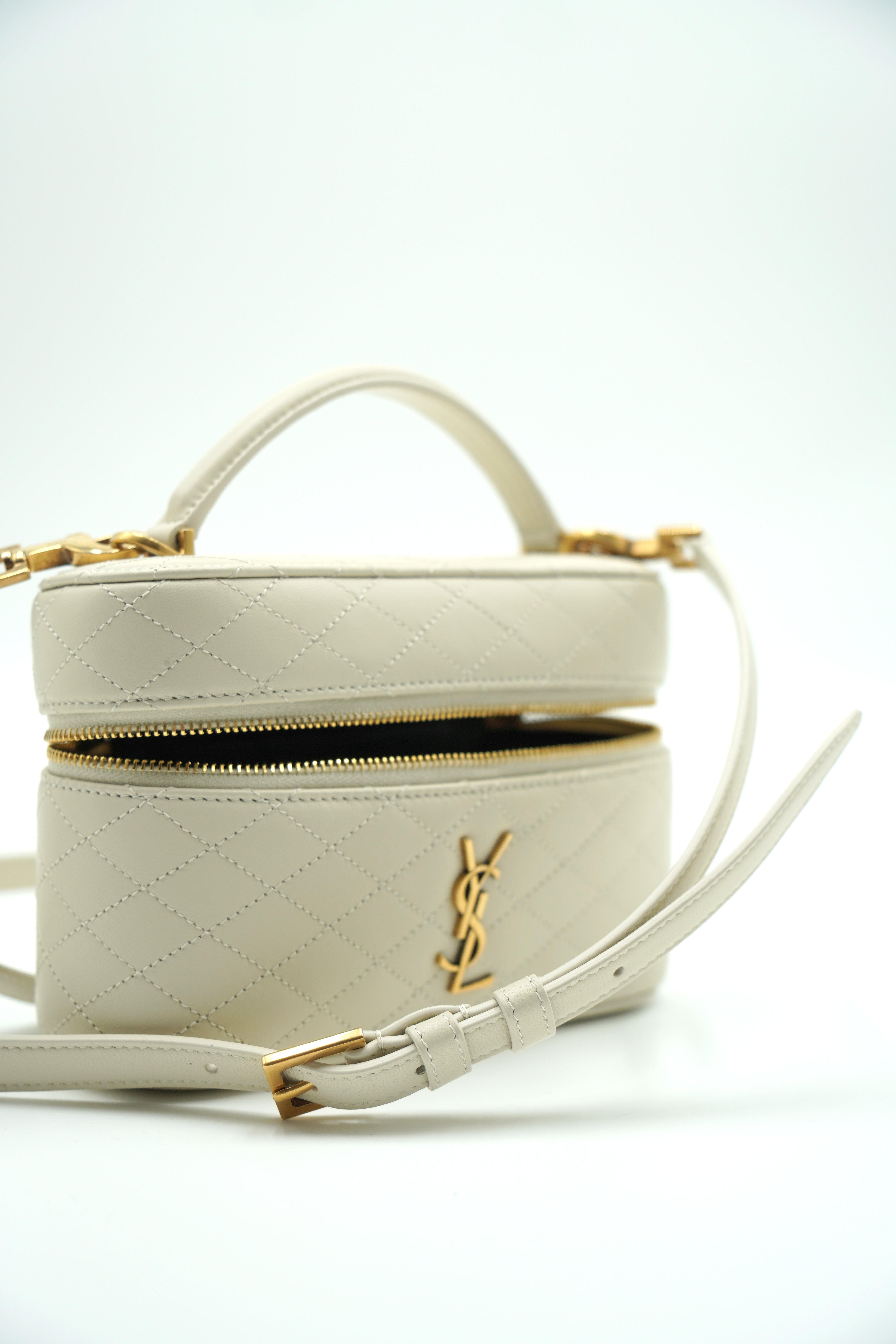Saint Laurent Gaby Medium Vanity Bag White Leather - Used Authentic