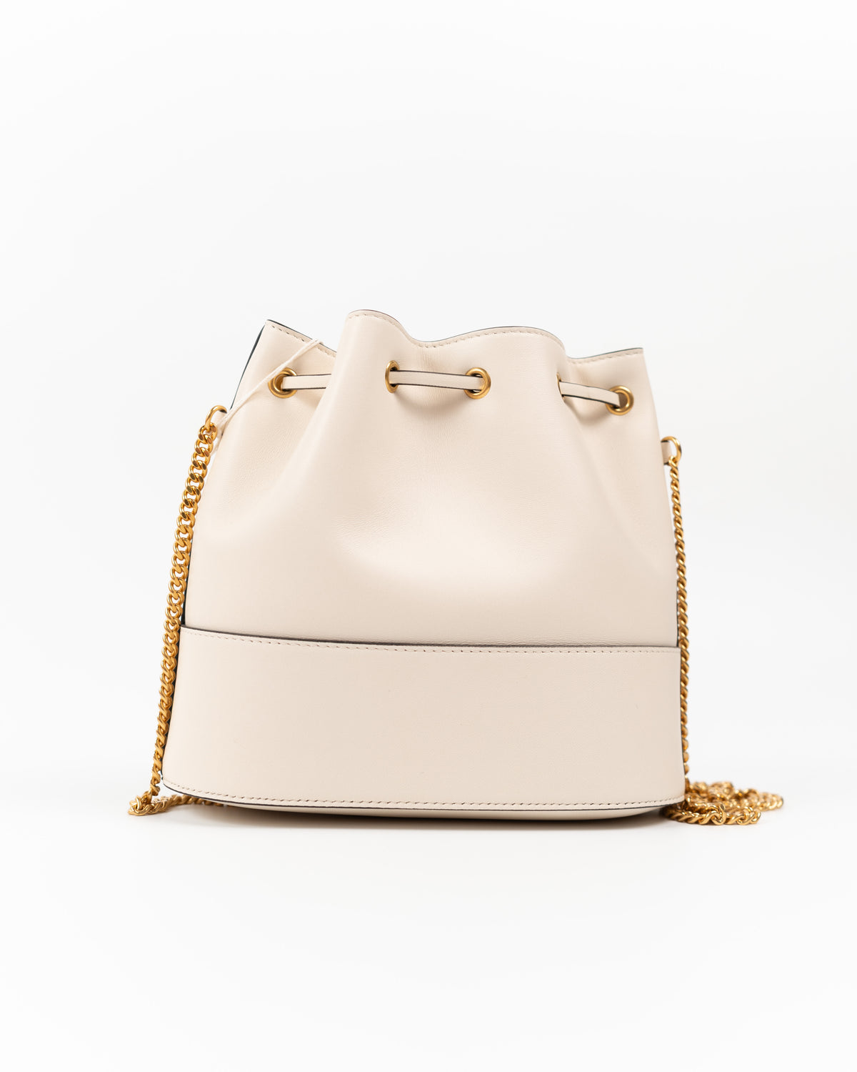 Valentino Garavani Borsa Mini VLogo Signature Secchiello Pelle Nappa Bianca dettaglio usata autentica - Aurea Luxury Lab