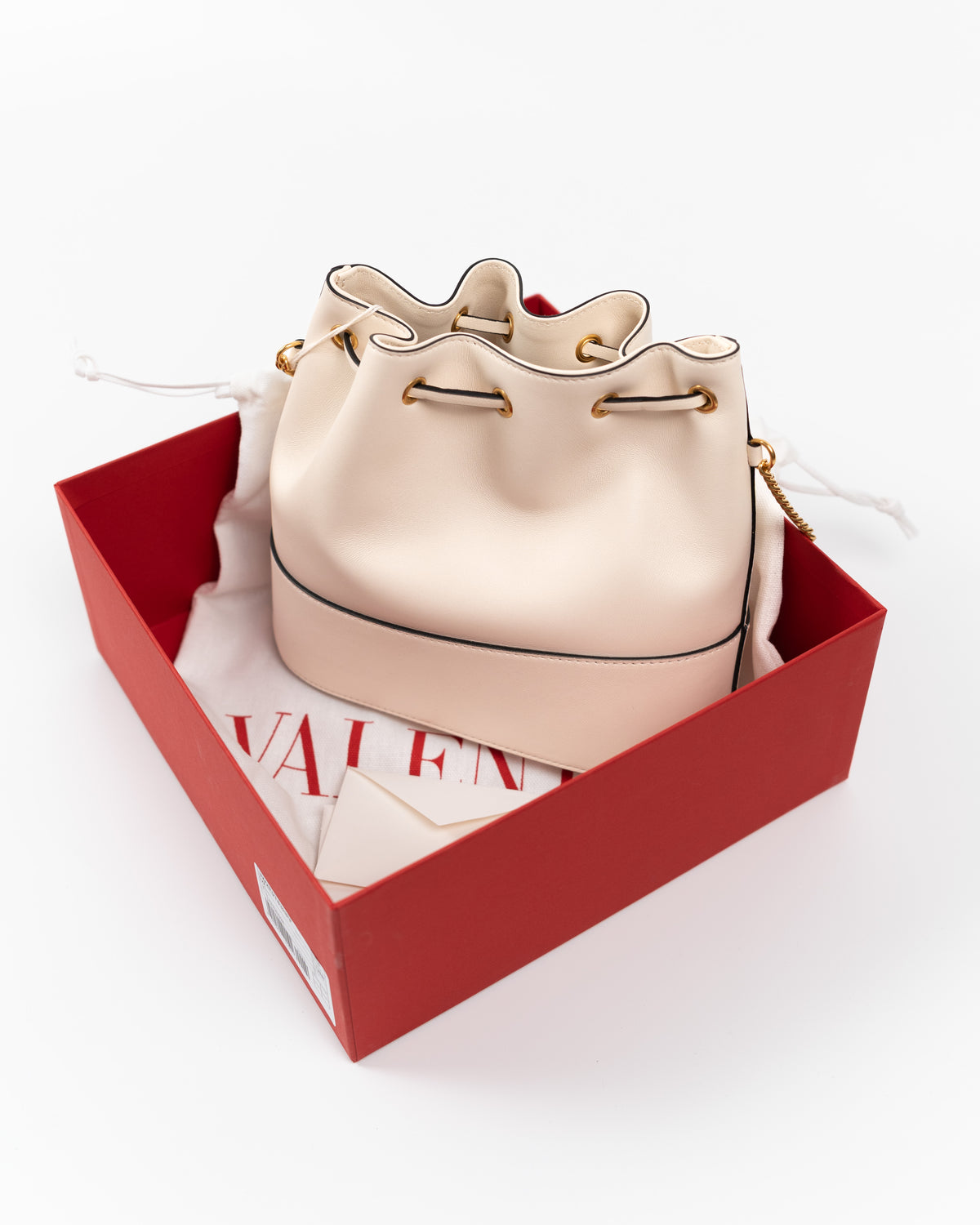 Valentino Garavani Borsa Mini VLogo Signature Secchiello Pelle Nappa Bianca second hand luxury certificata - Aurea Luxury Lab