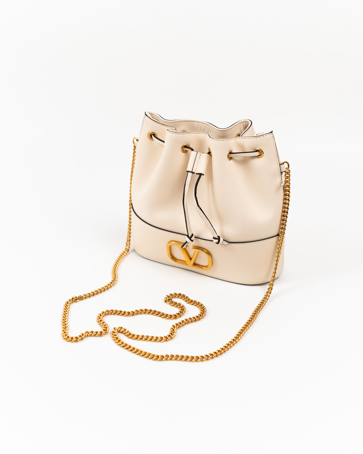 Valentino Garavani Borsa Mini VLogo Signature Secchiello Pelle Nappa Bianca interno pre-owned certificata - Aurea Luxury Lab