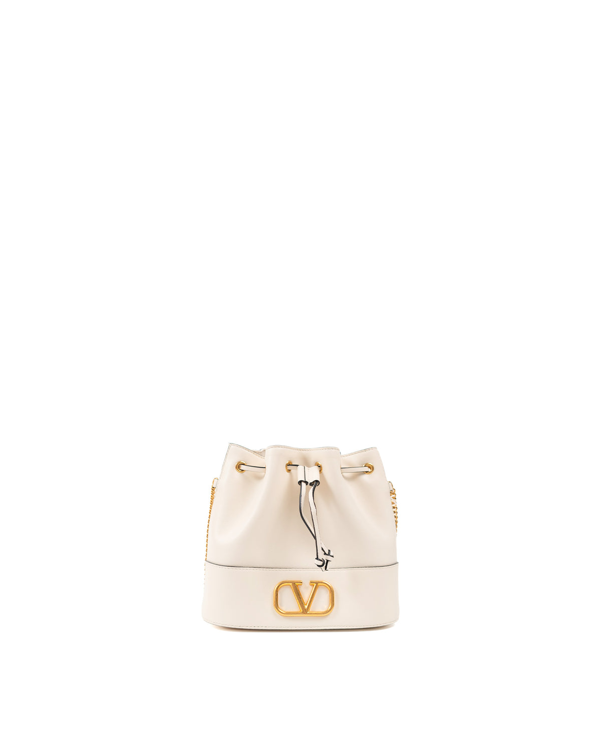 Valentino Garavani Borsa Mini VLogo Signature Secchiello Pelle Nappa Bianca usata autentica - Aurea Luxury Lab