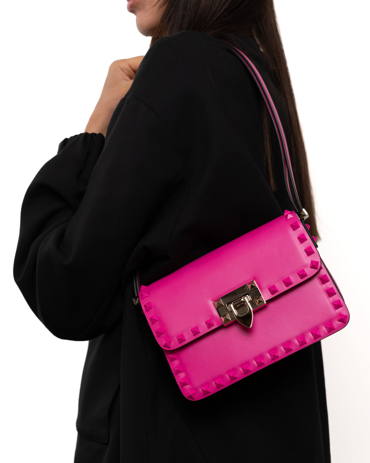 Valentino Garavani Borsa Rockstud23 Small Pelle Rosa Fucsia pre-owned certificata - Aurea Luxury Lab