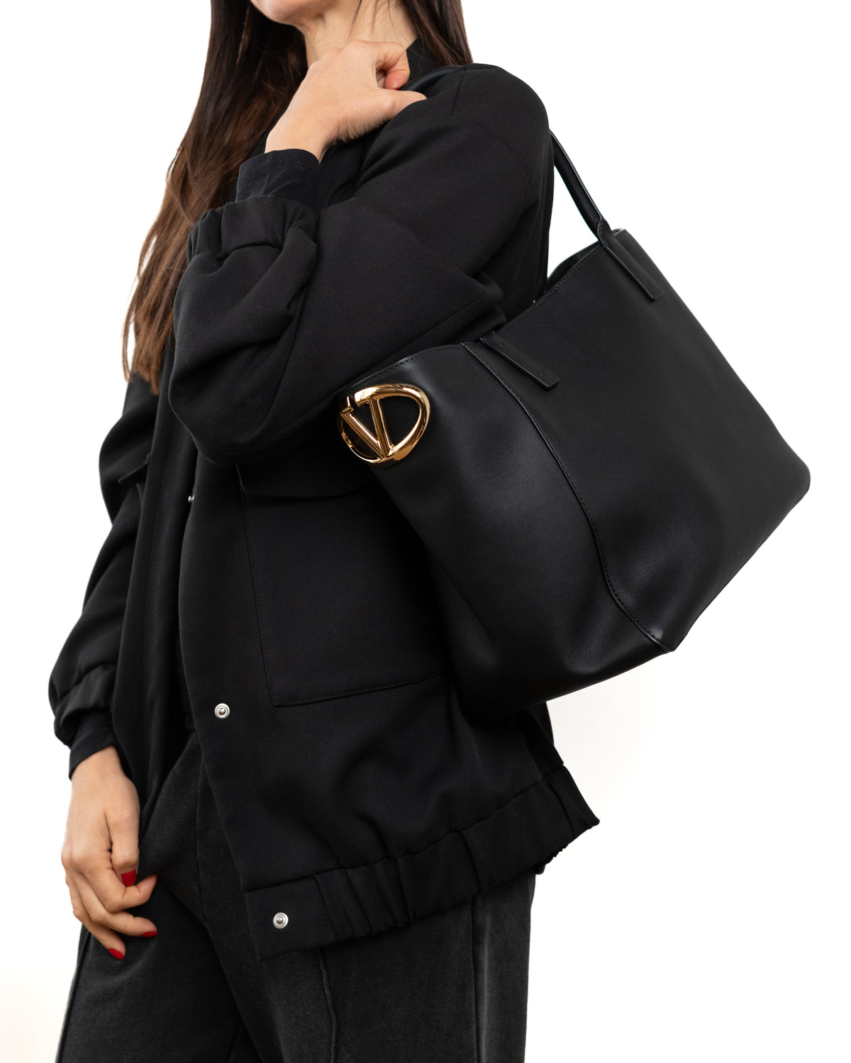 Valentino Garavani Borsa Tote VLogo Side Pelle Nera pre-owned certificata - Aurea Luxury Lab