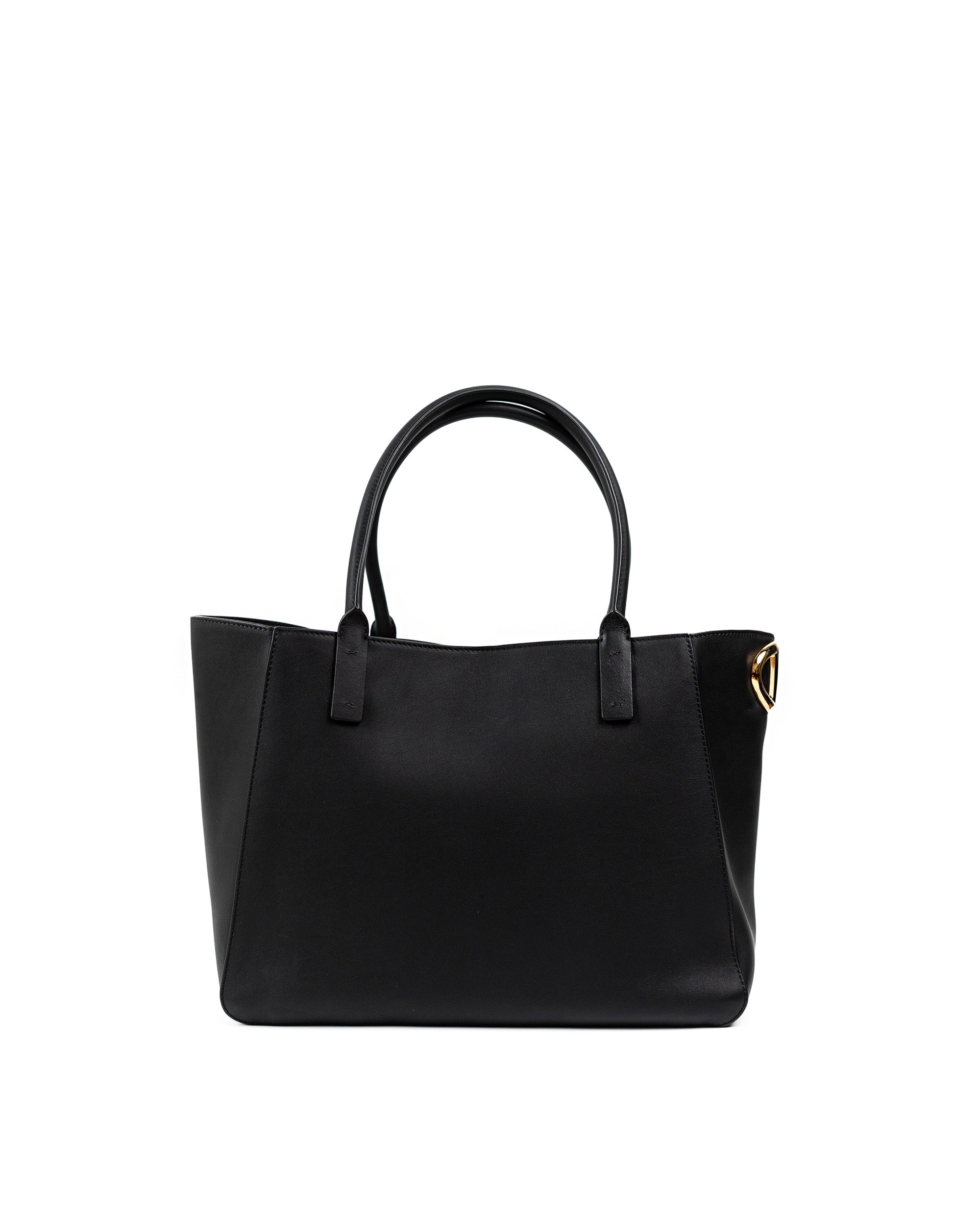 Valentino Garavani VLogo Side Black Leather Tote Bag | Pre-owned