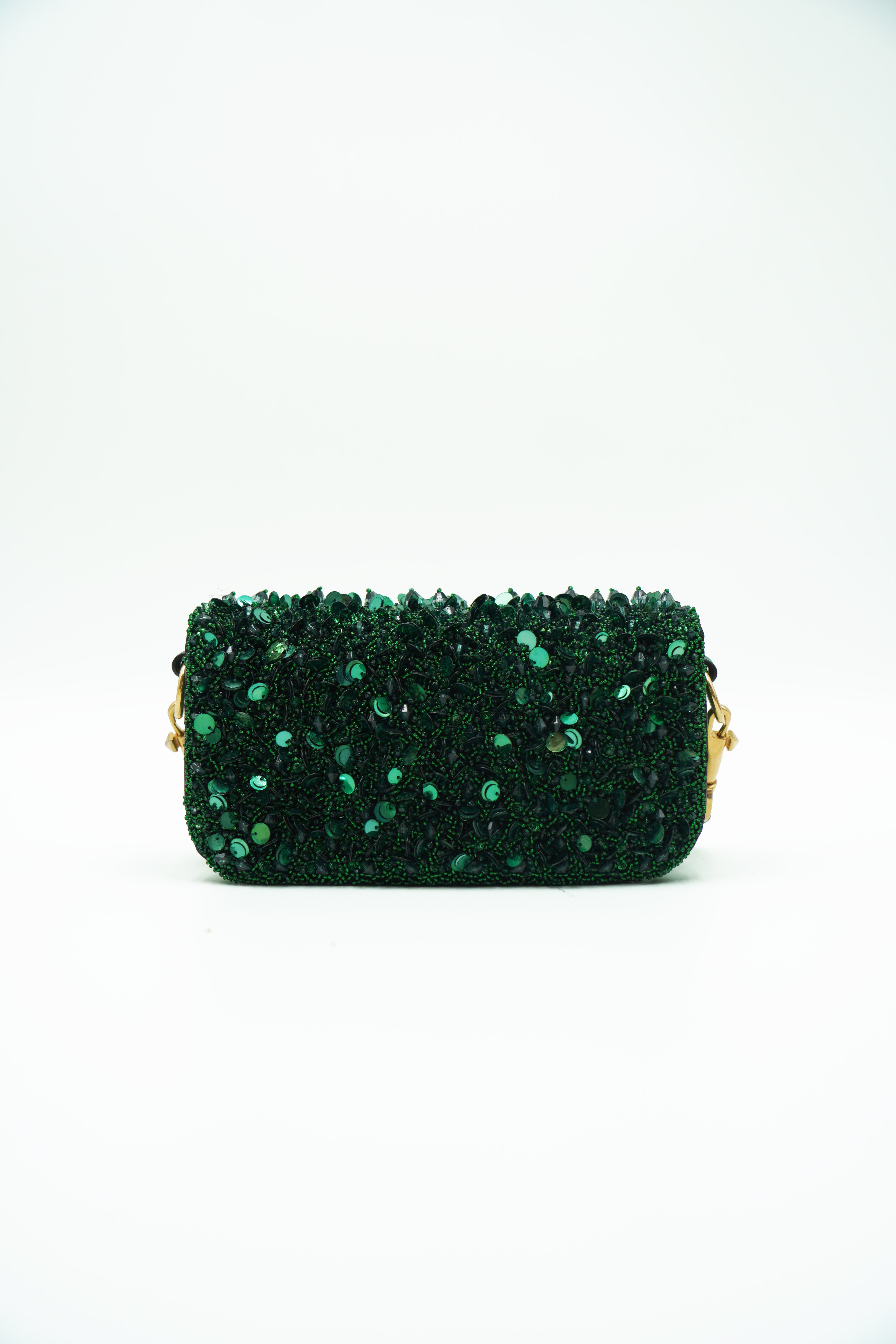 Valentino Garavani Locò Bag With Green Sequins - Authentic Used