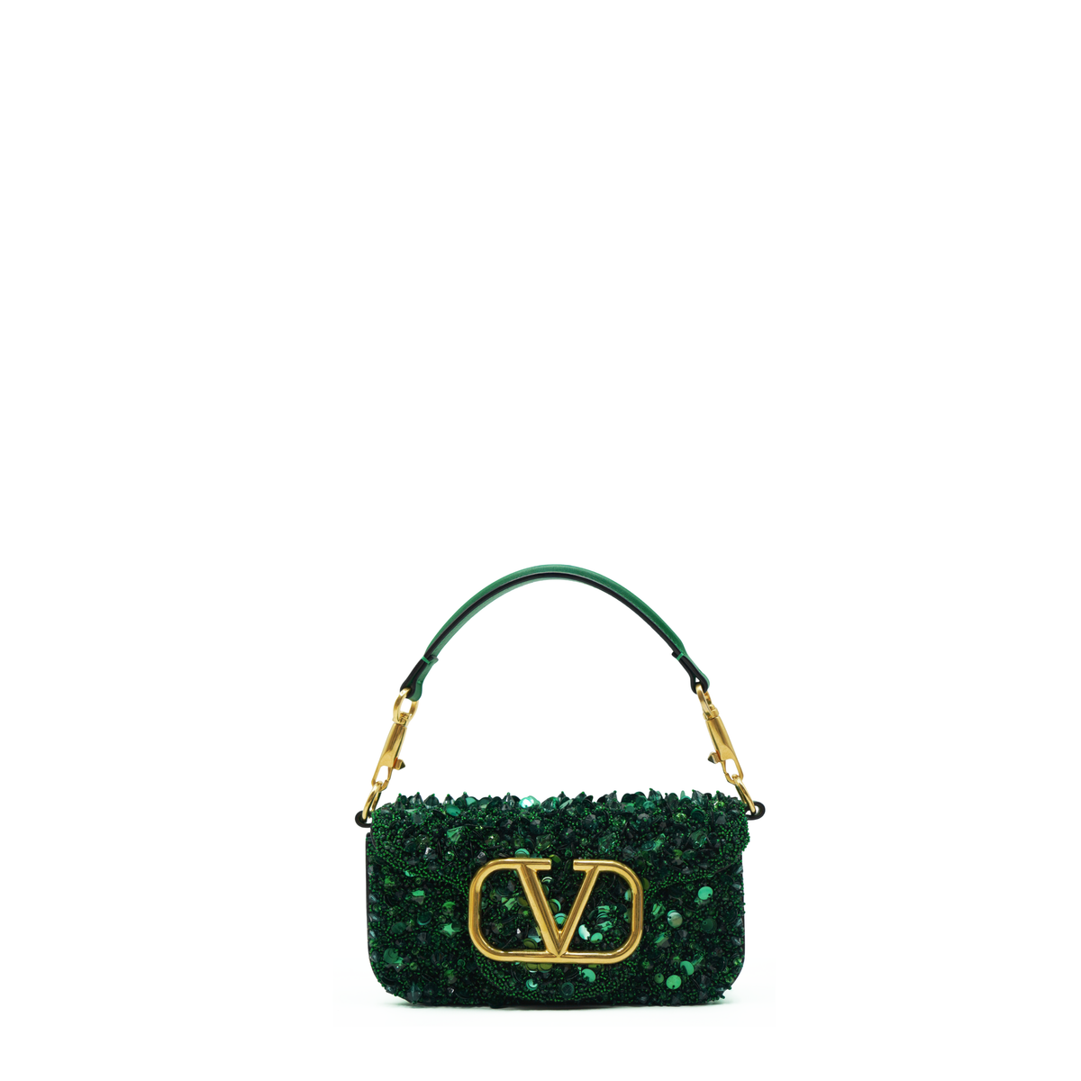 Valentino Garavani Green Sequin Locò Bag - Used Authentic