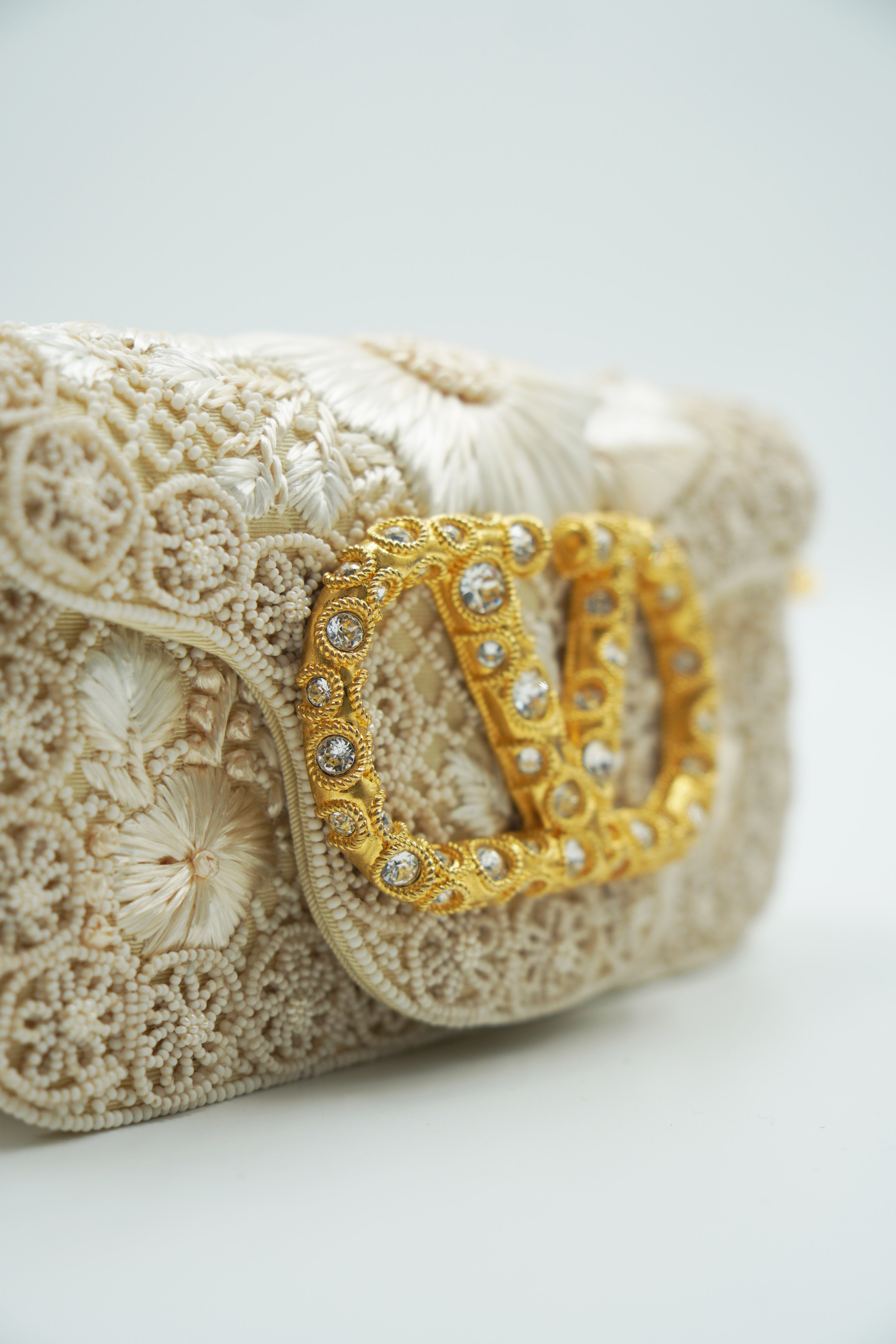 Valentino Garavani Borsa a Spalla Locò In Pizzo Strass e Logo Gioiello borsa usata autentica - Aurea Luxury Lab
