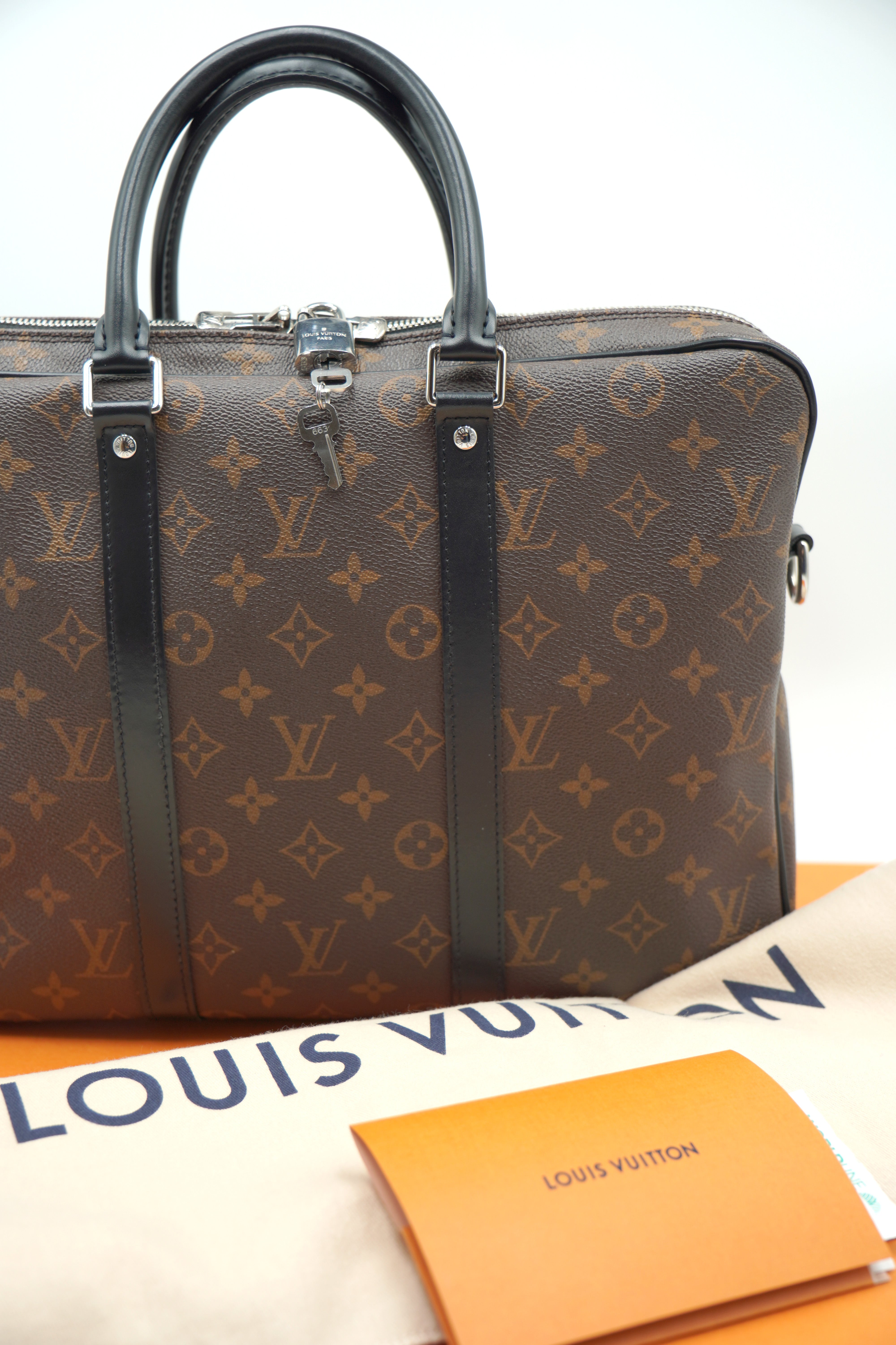 Louis Vuitton Porte-Documents Voyage PM Bag Monogram Macassar - Authentic Pre-owned