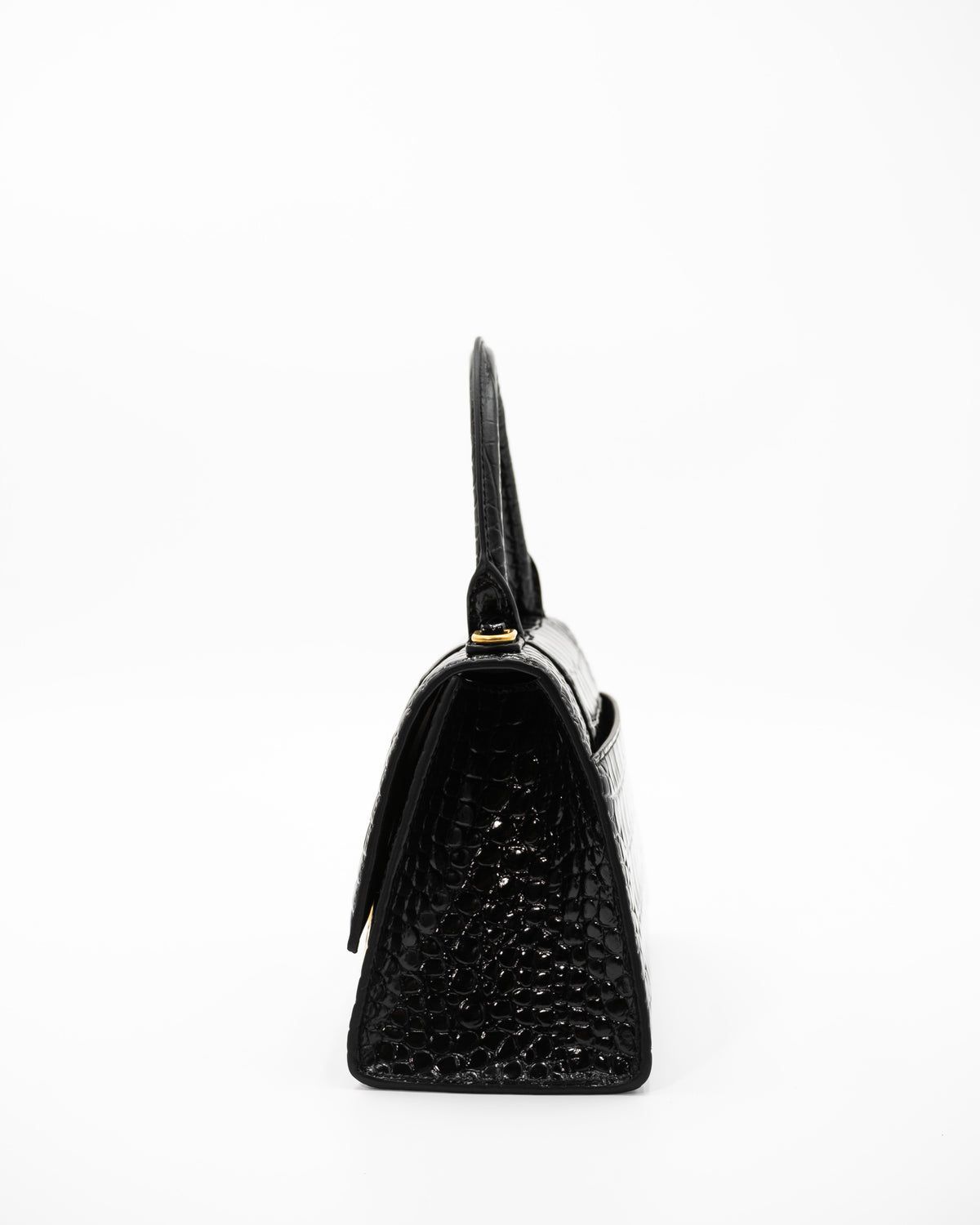 Balenciaga Borsa Hourglass XS Pelle Effetto Coccodrillo Nera pre-owned autentica - Aurea Luxury Lab