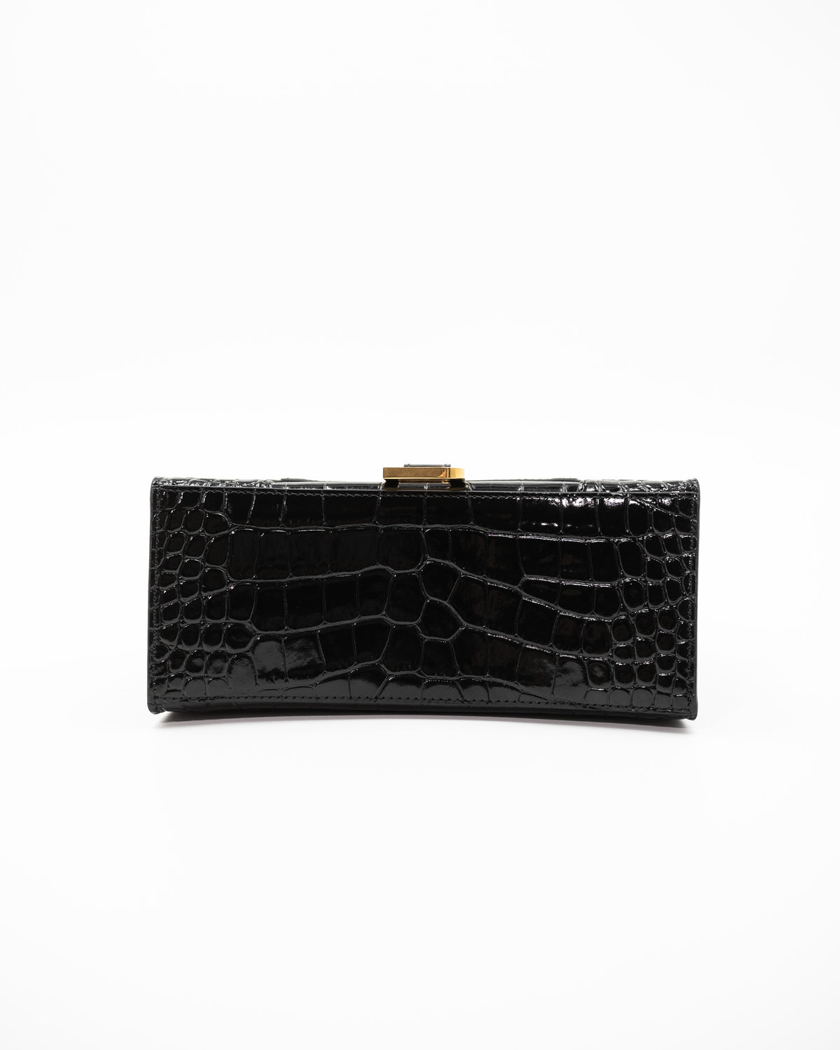 Balenciaga Borsa Hourglass XS Pelle Effetto Coccodrillo Nera luxury resale autentica - Aurea Luxury Lab