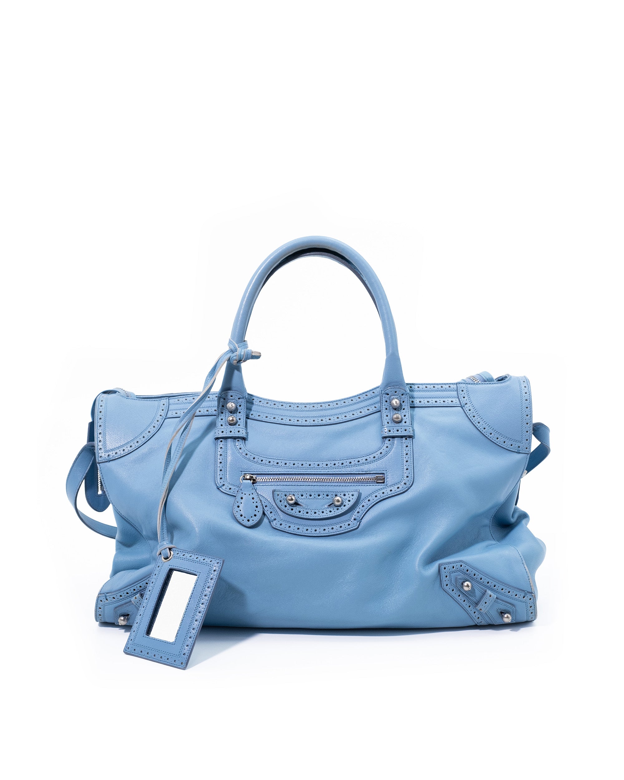 Balenciaga Borsa City Media Nappa Celeste — Pre-owned Autentica