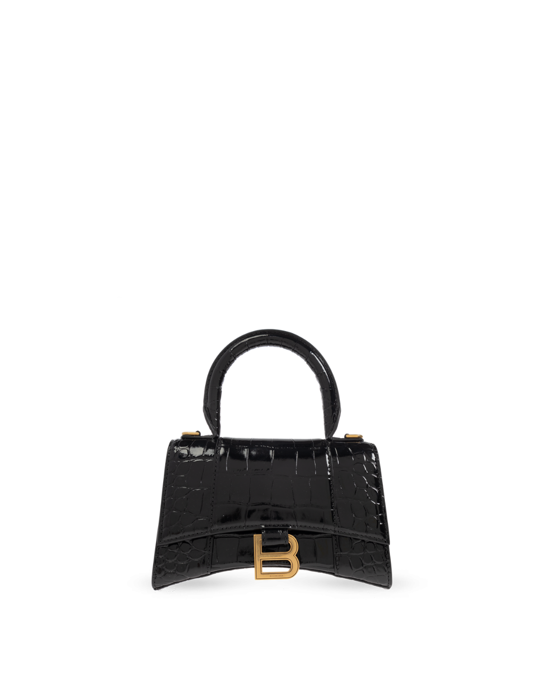 Balenciaga Borsa Hourglass XS Pelle Effetto Coccodrillo Nera usata autentica - Aurea Luxury Lab