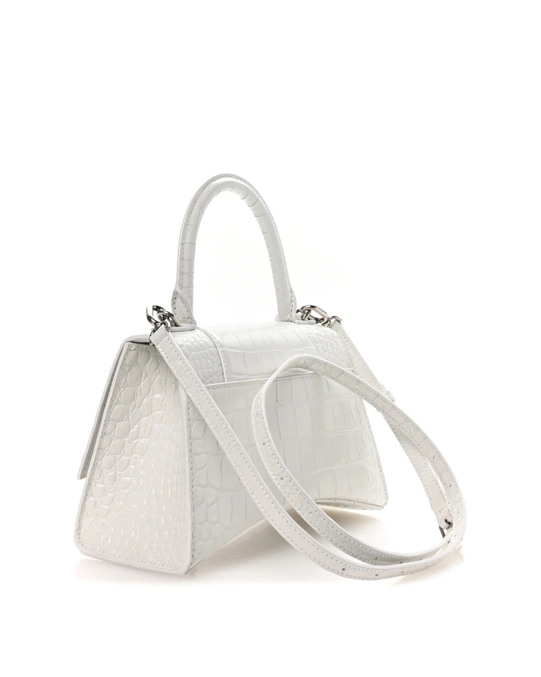 Balenciaga Borsa Hourglass Small Pelle Effetto Coccodrillo Bianca pre-owned certificata - Aurea Luxury Lab