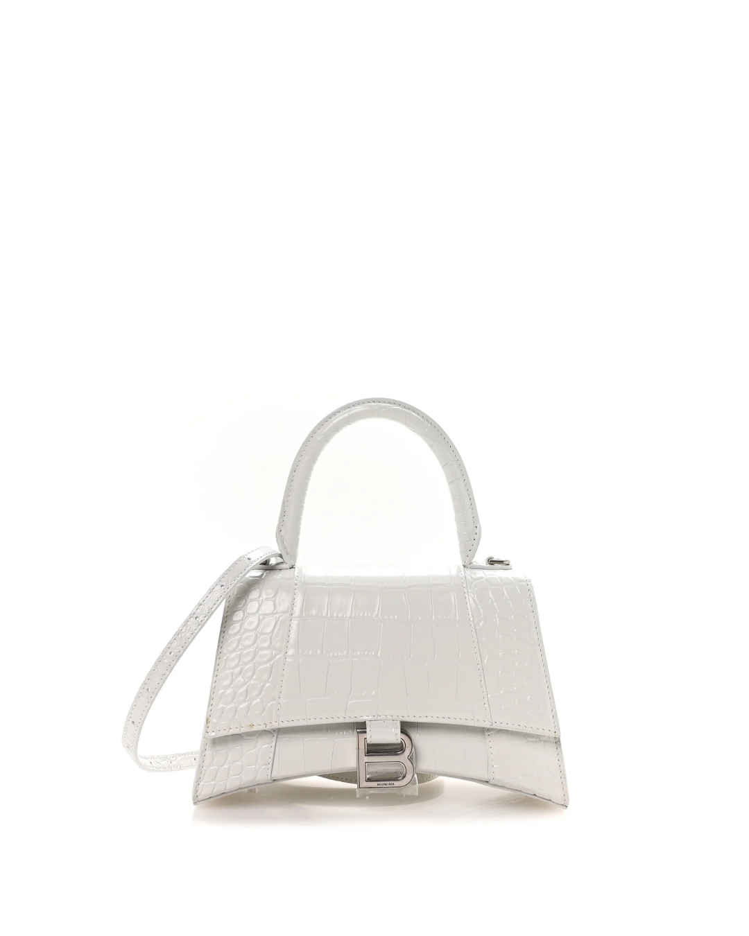 Balenciaga Borsa Hourglass Small Pelle Effetto Coccodrillo Bianca usata autentica - Aurea Luxury Lab