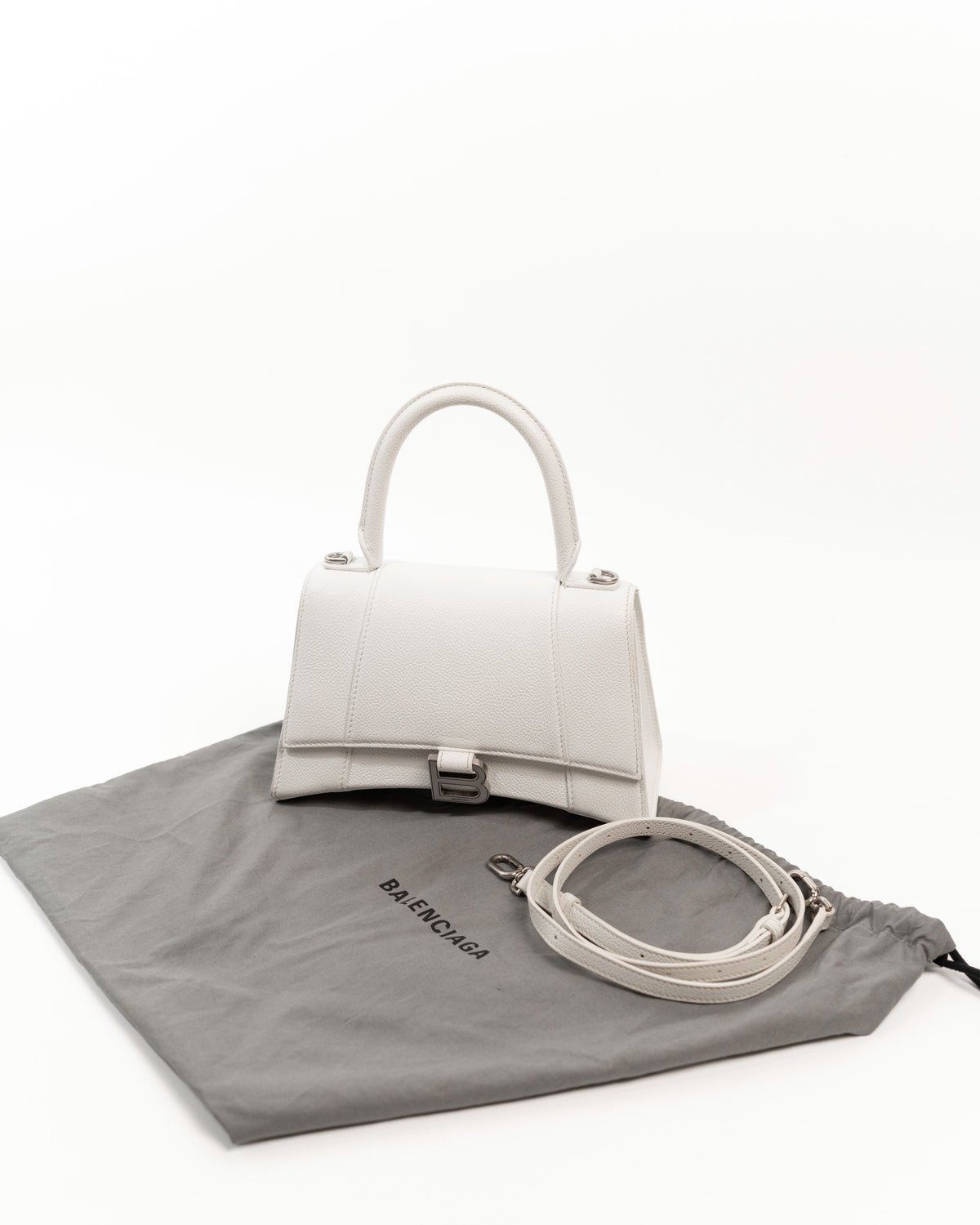 Balenciaga Borsa Hourglass Small Pelle Bianca pre-owned certificata - Aurea Luxury Lab