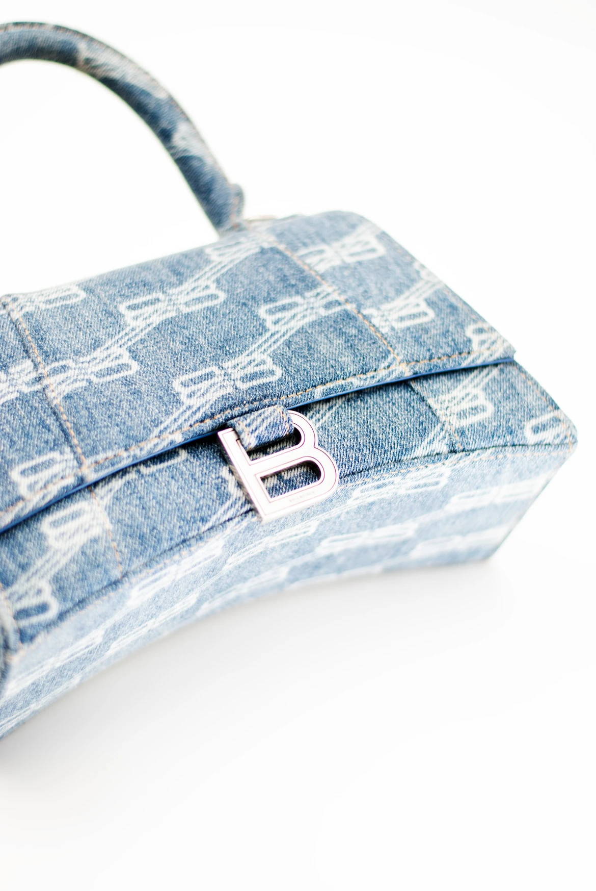 Balenciaga Borsa Hourglass Small  in Denim / Jeans Stampato - Aurea Luxury Lab