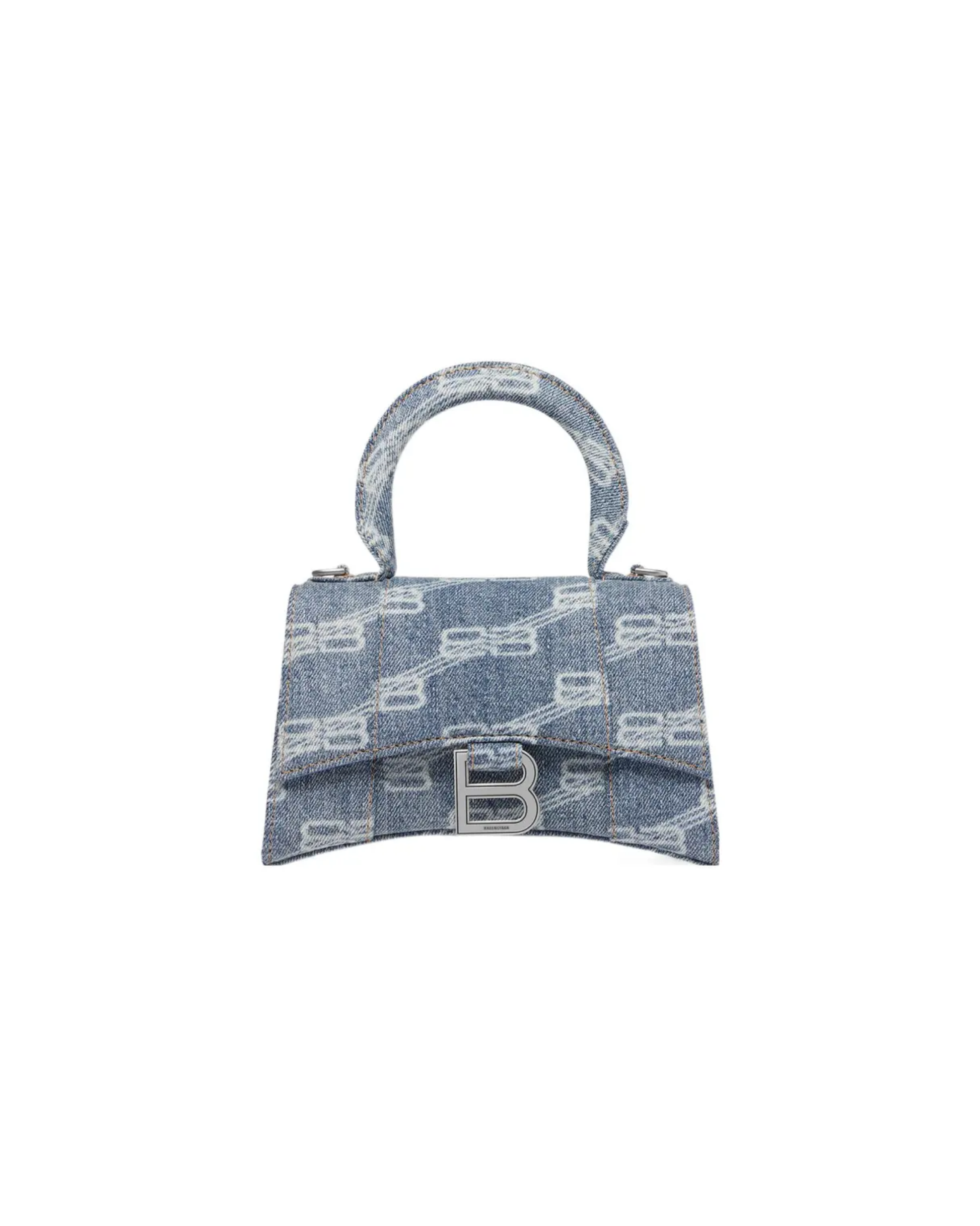 Balenciaga Borsa Hourglass Small  in Denim / Jeans Stampato - Aurea Luxury Lab