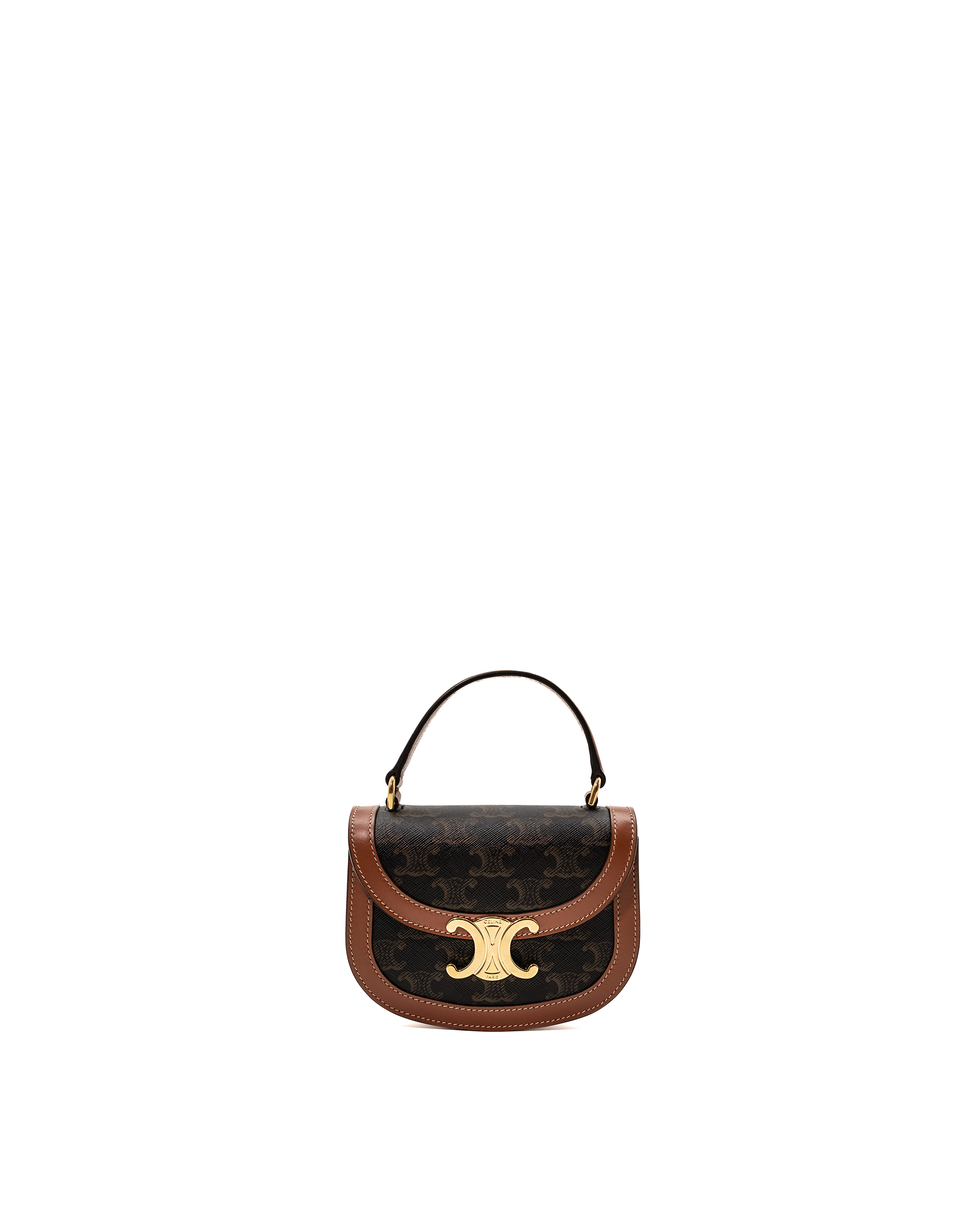 Celine Borsa Besace Clea Mini Tela Triomphe Marrone usata autentica - Aurea Luxury Lab