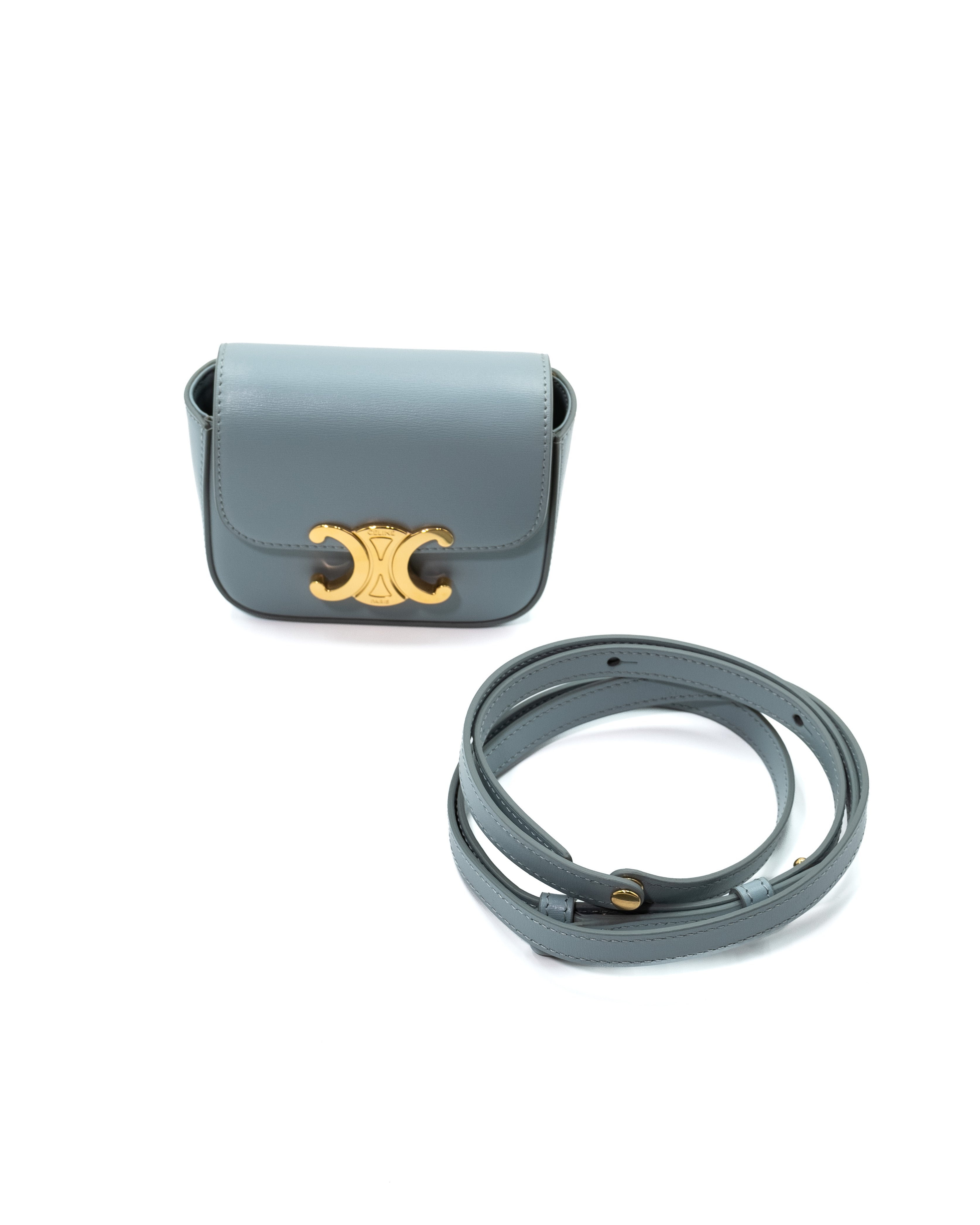 Celine Borsa Claude Mini Pelle di Vitello Celeste nuova certificata - Aurea Luxury Lab