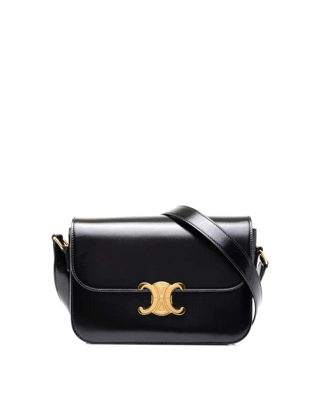 Celine Borsa Triomphe Classique Pelle di Vitello Lucida Nera usata autentica - Aurea Luxury Lab