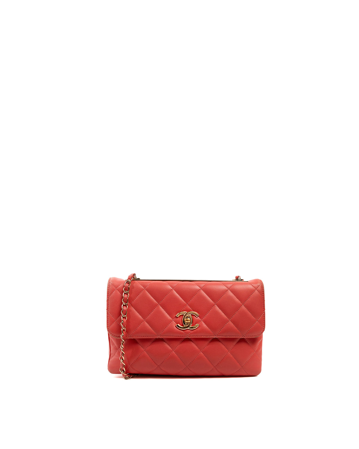 Chanel Borsa Trendy CC Pelle Trapuntata Rosso Corallo usata autentica - Aurea Luxury Lab