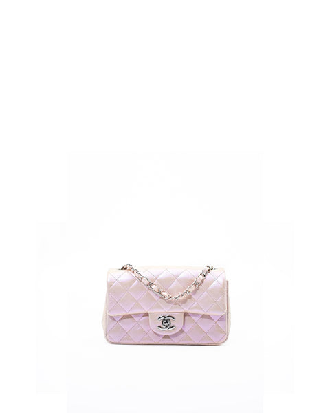 Chanel Classic Mini Flap Iridescent Ivory Bag - Used Authentic