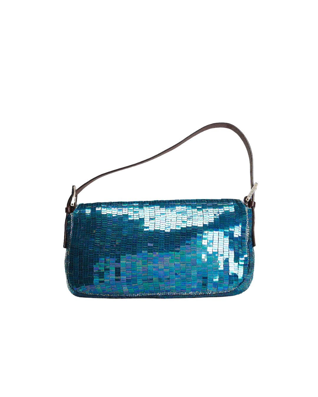Fendi Borsa Baguette Paillettes Iridescenti Blu preloved luxury certificata - Aurea Luxury Lab