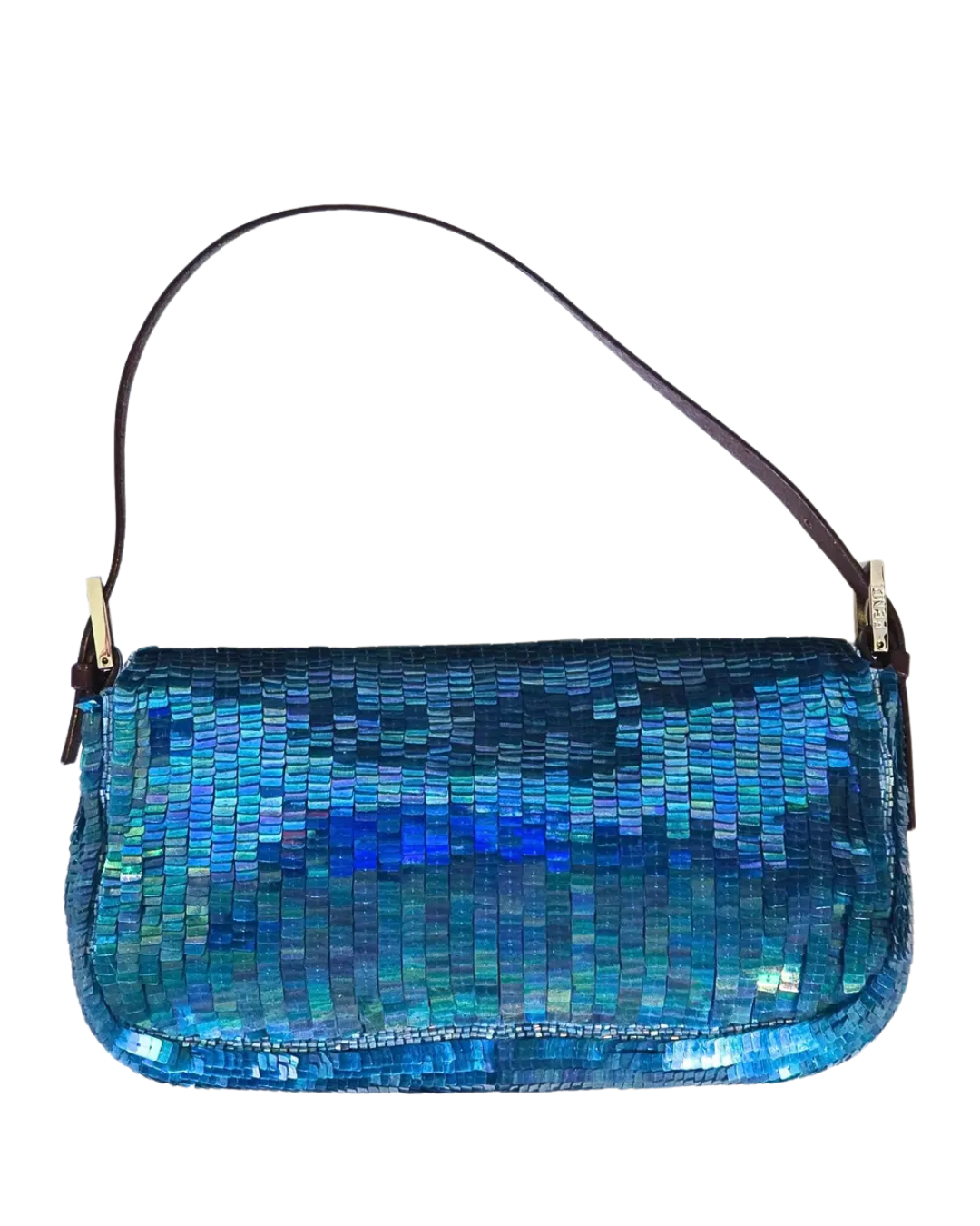 Fendi Borsa Baguette Paillettes Iridescenti Blu pre-owned certificata - Aurea Luxury Lab