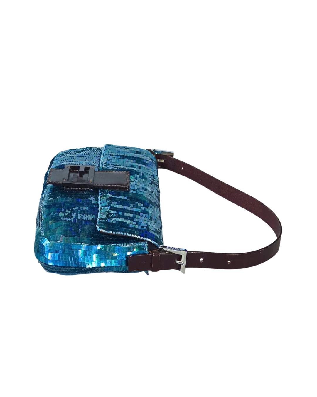 Fendi Borsa Baguette Paillettes Iridescenti Blu pre-owned autentica - Aurea Luxury Lab