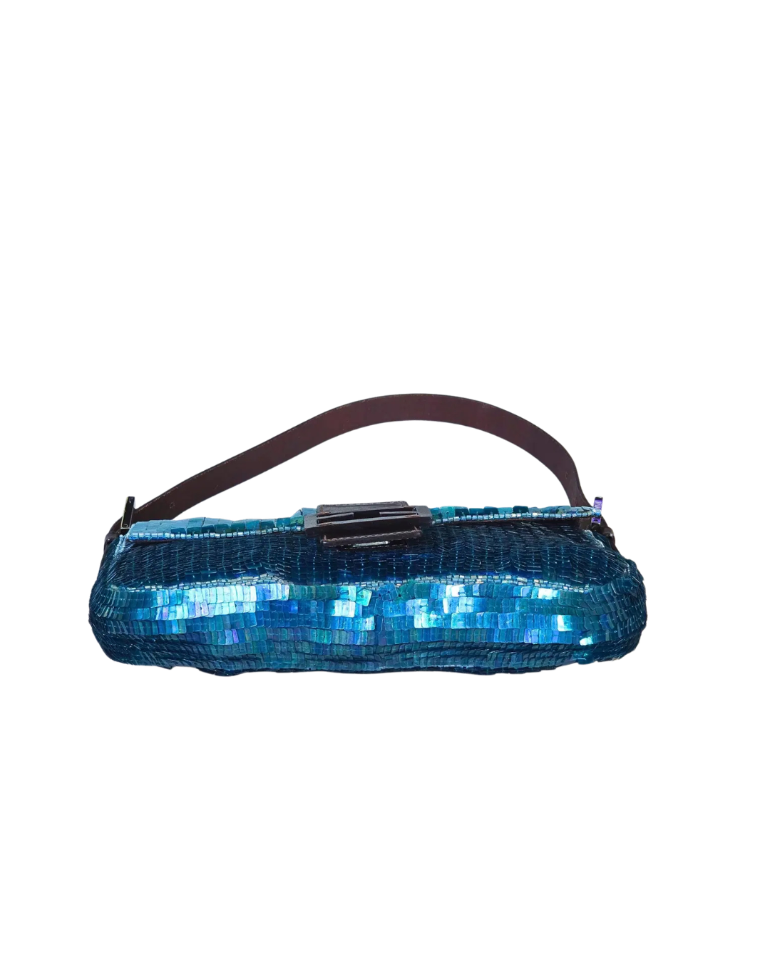 Fendi Borsa Baguette Paillettes Iridescenti Blu second hand certificata - Aurea Luxury Lab