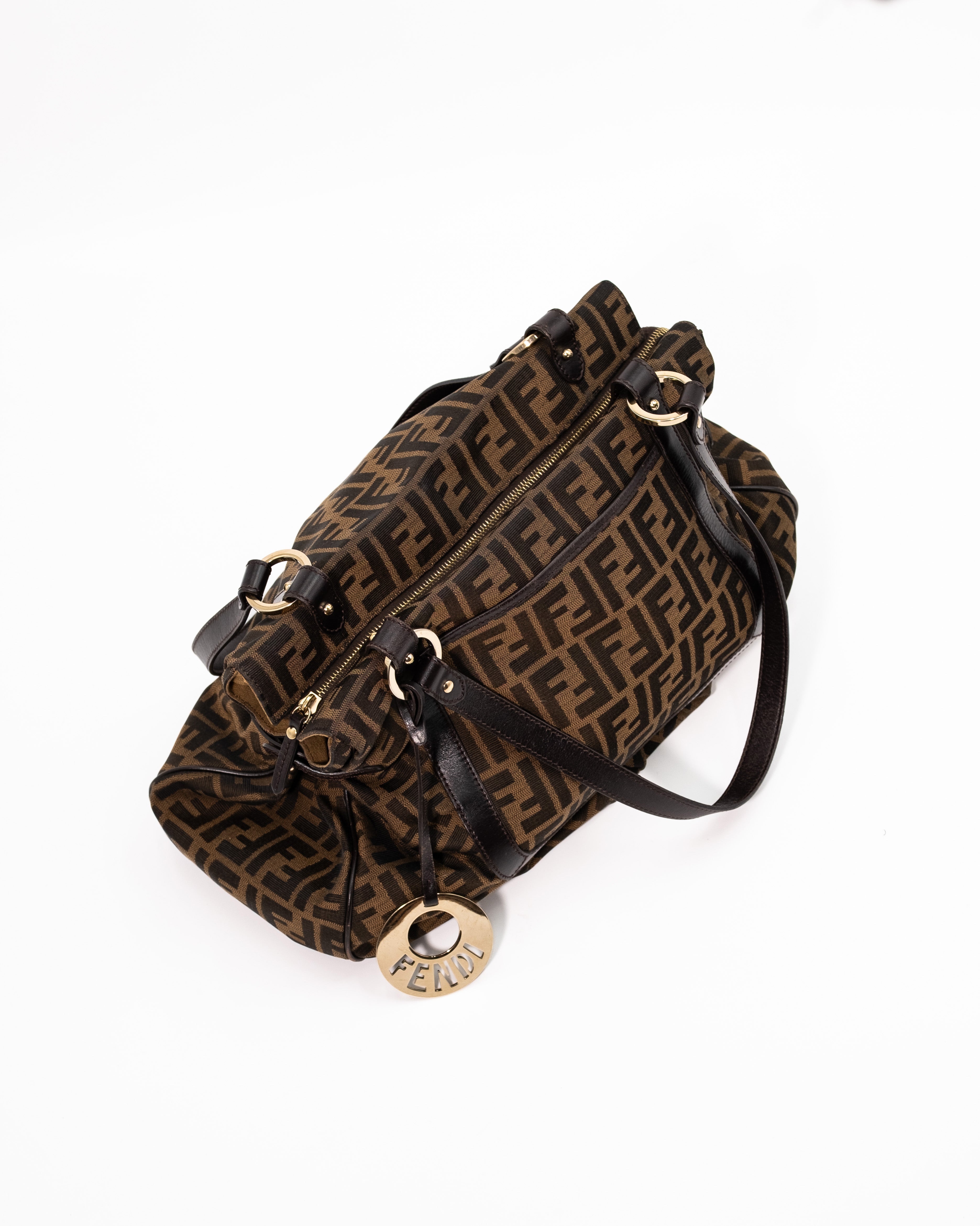 Fendi Borsa Chef Tessuto Zucca Marrone luxury resale autentica - Aurea Luxury Lab