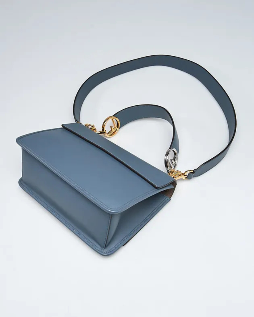 Fendi Borsa Kan I Pelle Blu Logo FF second hand luxury - Aurea Luxury Lab