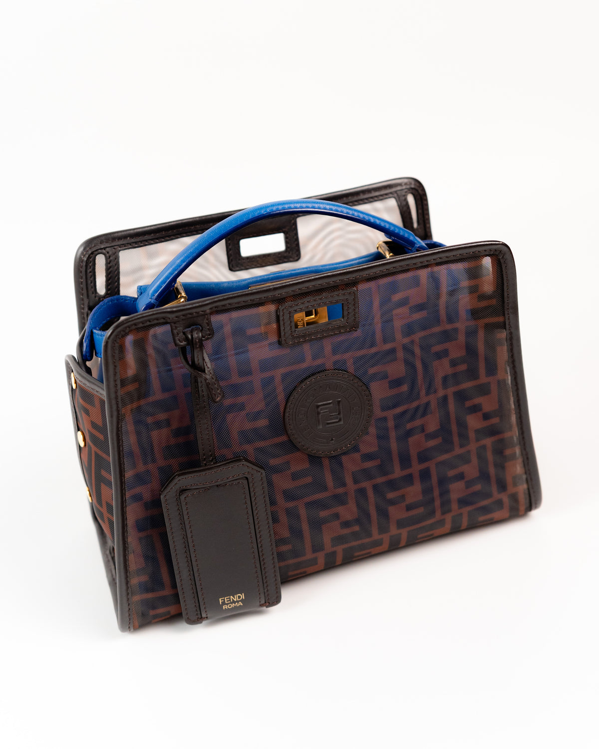 Fendi Borsa Peekaboo Mini Pelle Blu con Cover pre-owned certificata - Aurea Luxury Lab