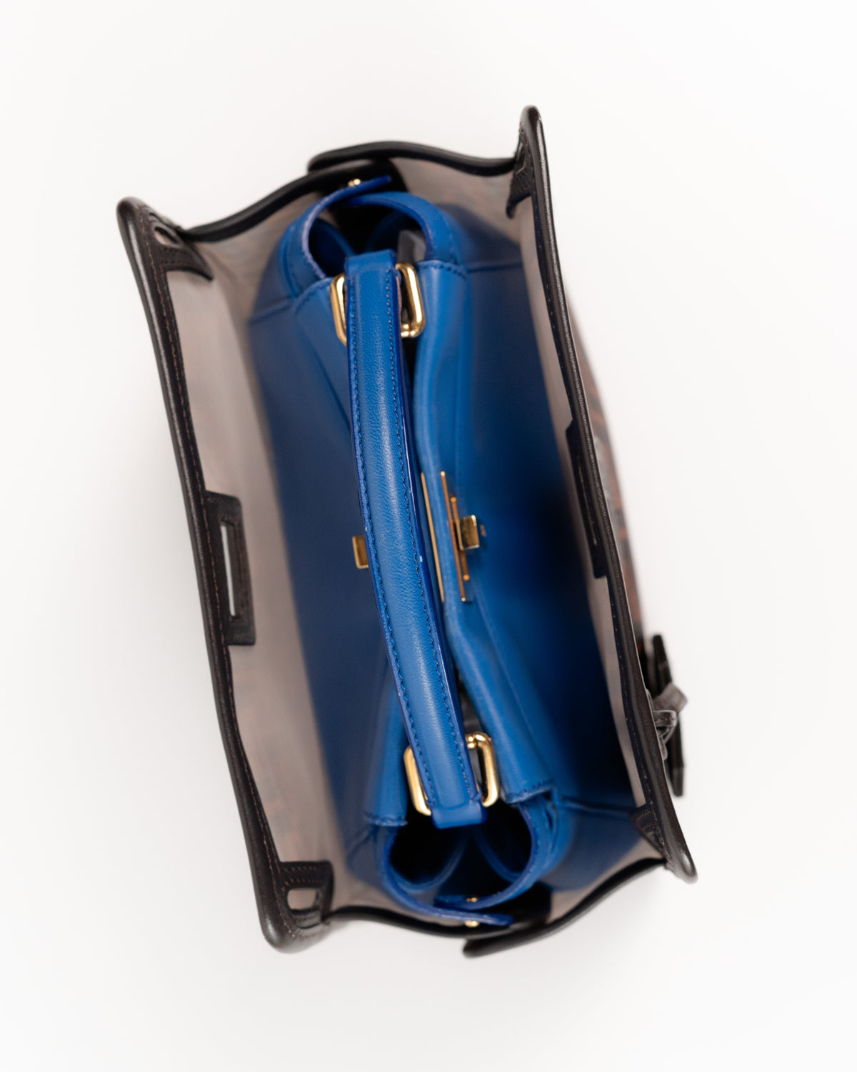 Fendi Borsa Peekaboo Mini Pelle Blu con Cover usata autentica - Aurea Luxury Lab